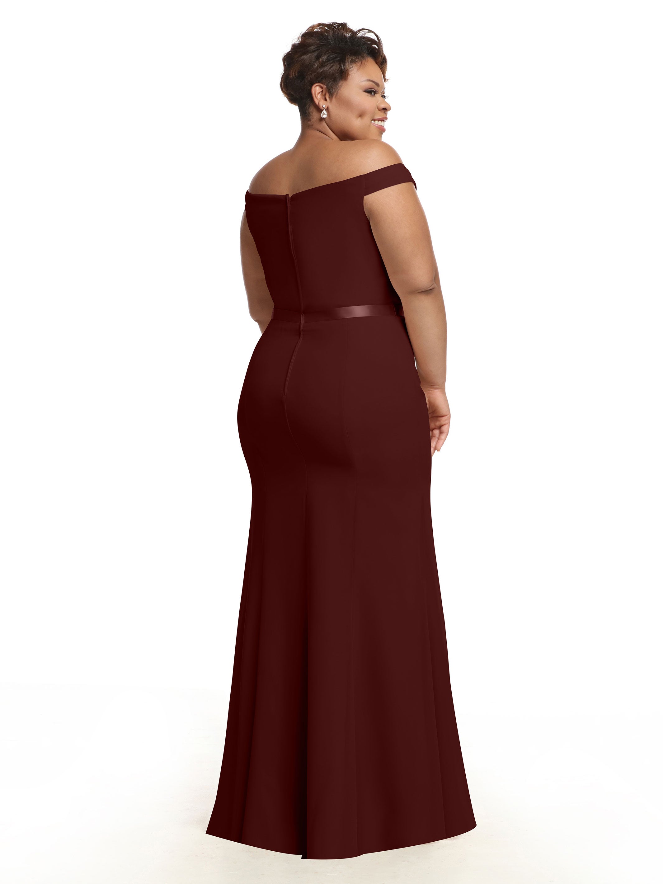 Elegant Off-The-Shoulder Chiffon Bridesmaid Dress with Ribbon Belt - A-Line Fit & Flare Design for Weddings, Parties & Special Occasions