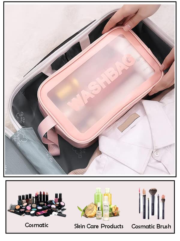 **Amso Clear Toiletry Bag - Waterproof PVC Cosmetic Travel Organizer with Zipper for Women & Men - Perfect for Makeup, Skincare, and Travel Essentials**