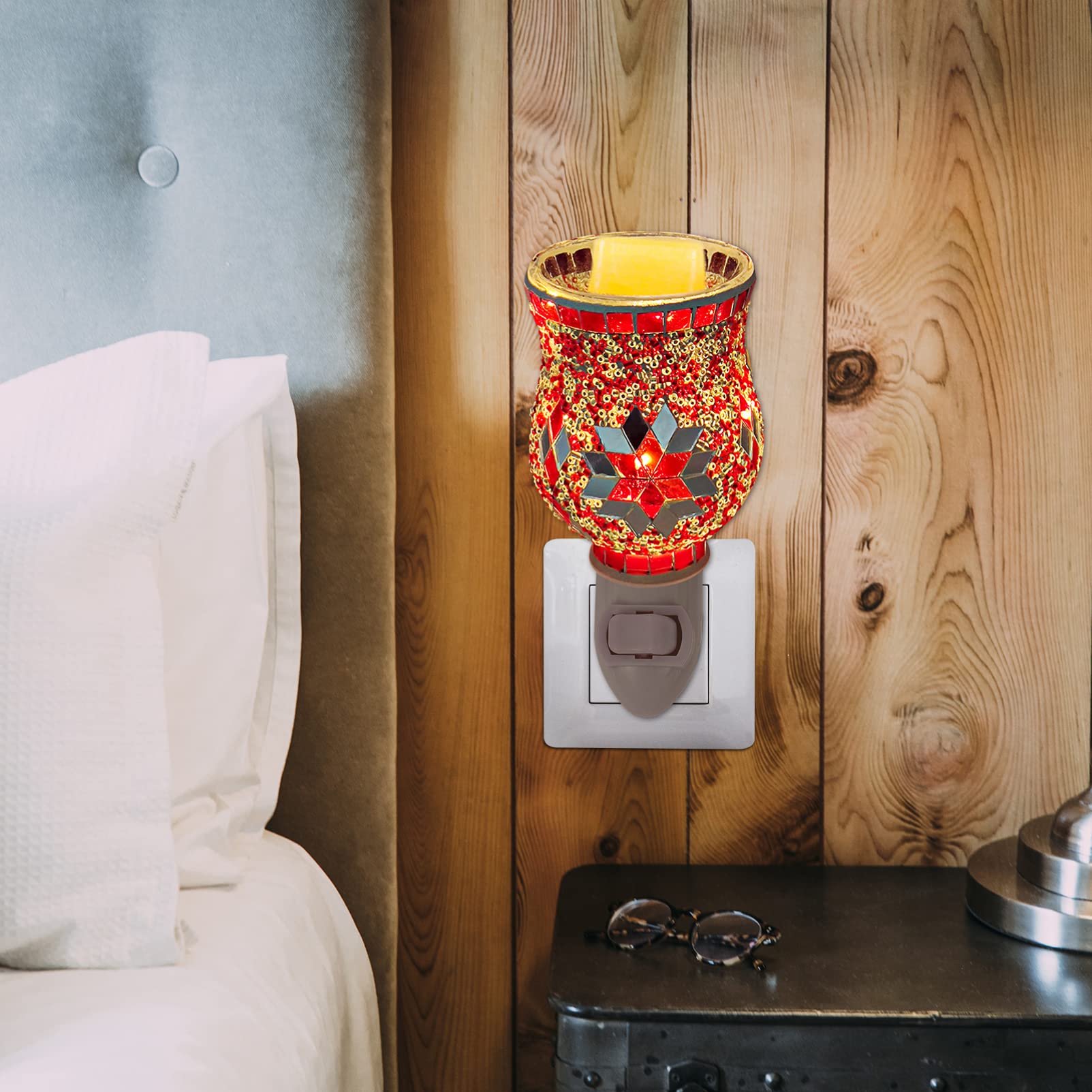 Uonlytech Electric Wax Melt Warmer - Mosaic Snowflake Night Light & Essential Oil Diffuser with US Plug - Perfect for Aromatherapy, Home Decor, and Relaxation