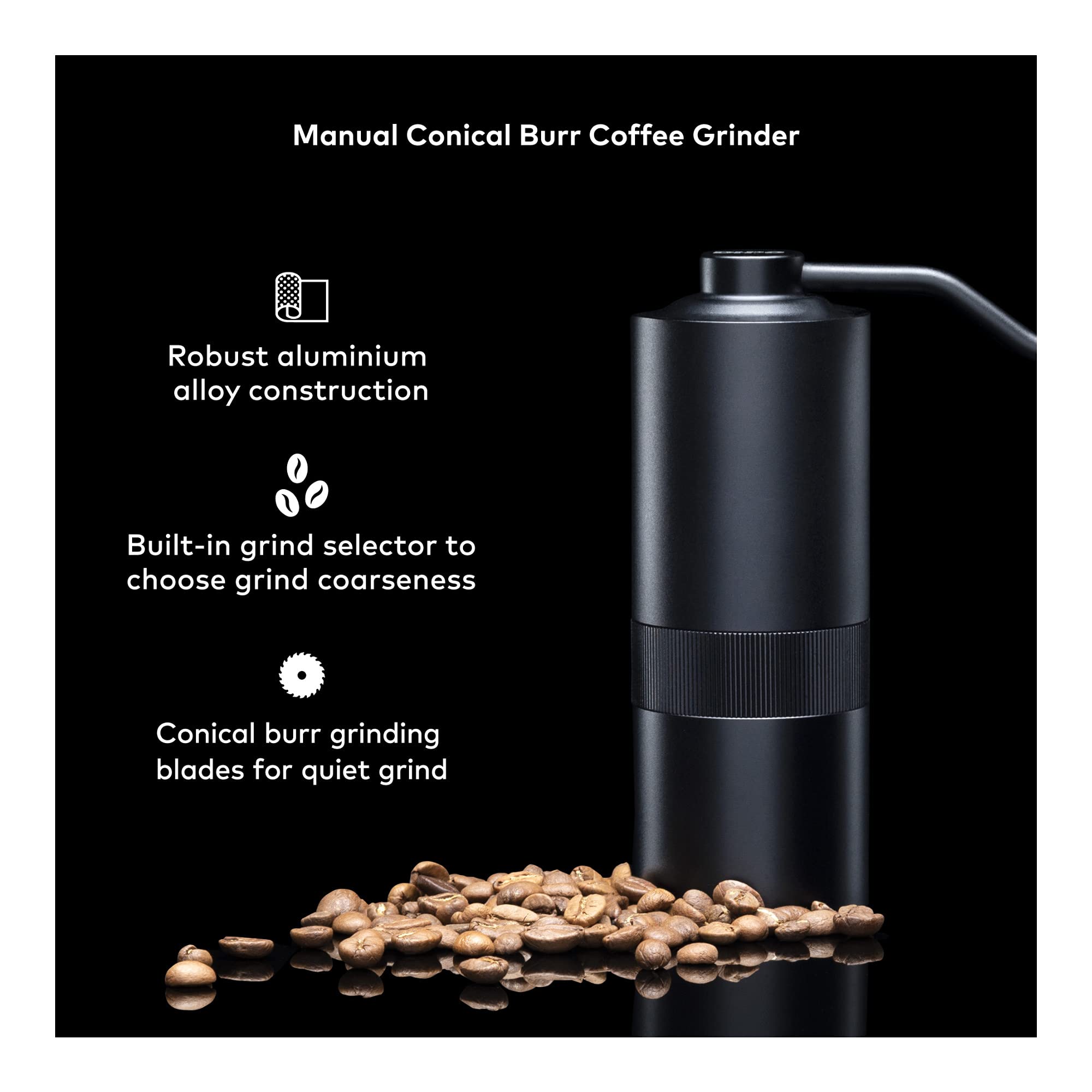 Premium Aluminum Alloy Manual Coffee Grinder - Adjustable Conical Burr Mill for Espresso, French Press, Turkish & Drip Coffee | Perfect for Home Brewing, Camping & Travel | ChefWave Artisan Series
