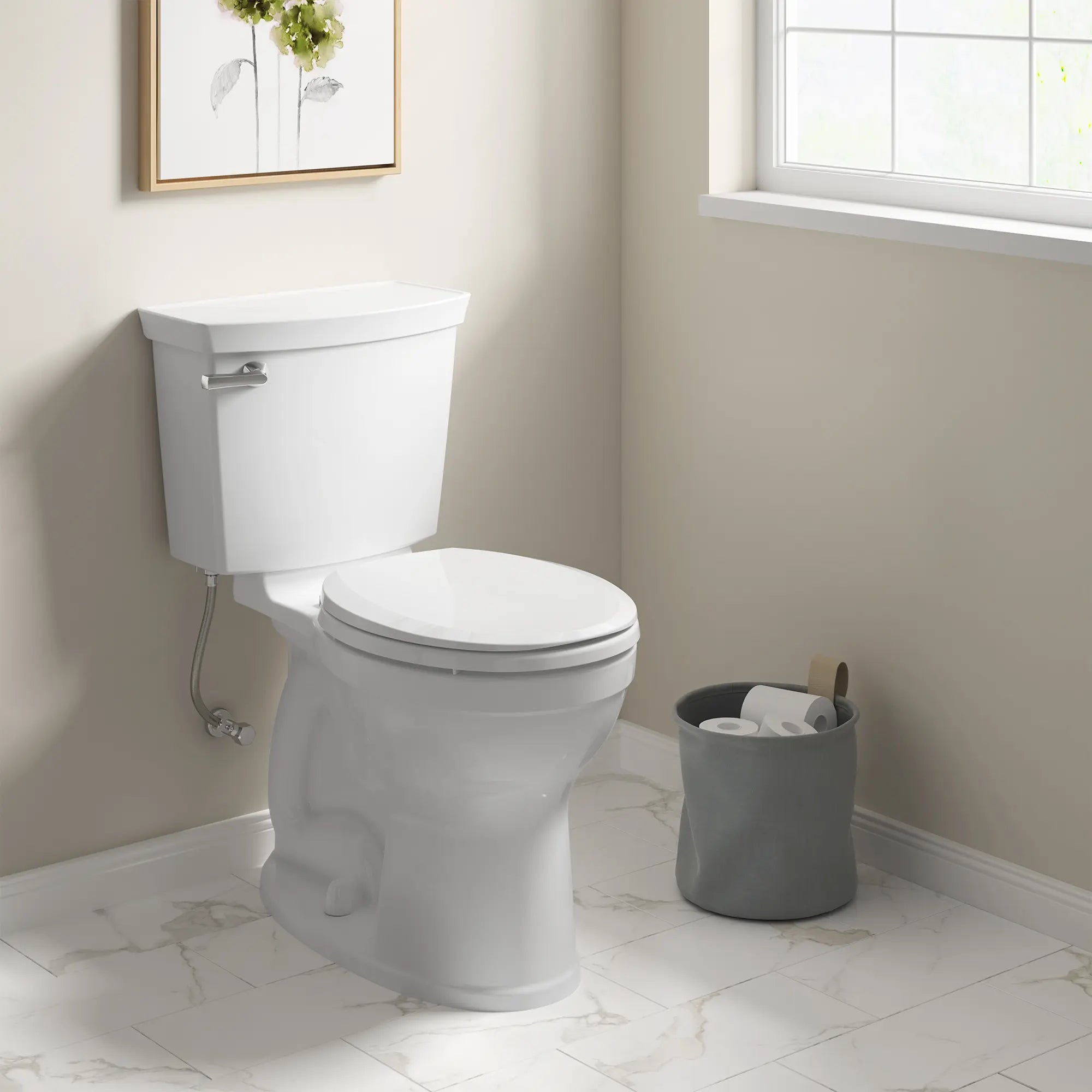 Champion® 4 Two-Piece 1.28 GPF/4.8 LPF Water-Saving Round Front Toilet with Soft-Close Seat - Perfect for Small Bathrooms & Powder Rooms