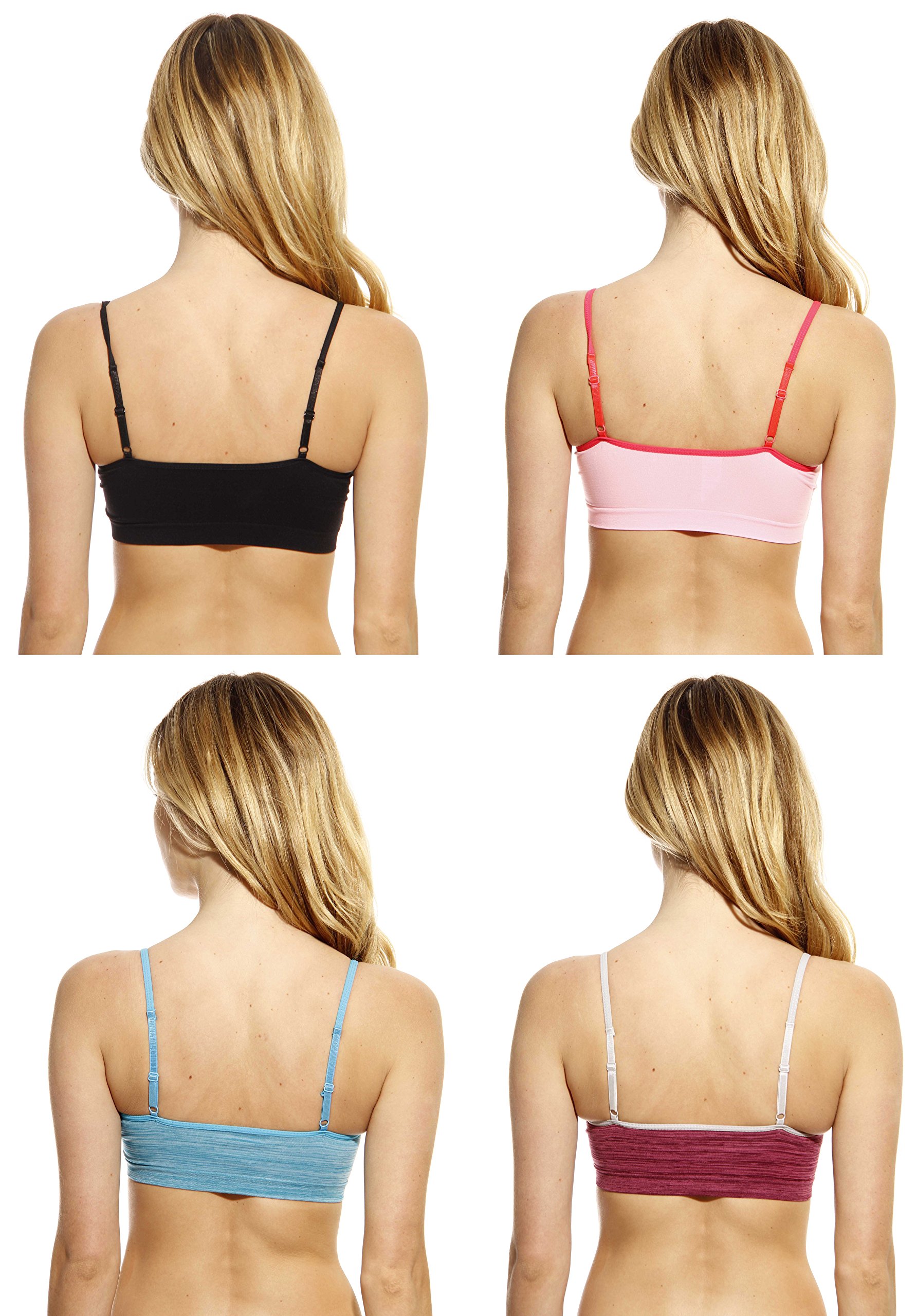 Wireless Seamless Sports Bra for Women - 4 Pack - Comfortable Workout Bras for Running, Yoga & Gym - Moisture Wicking & Breathable Activewear