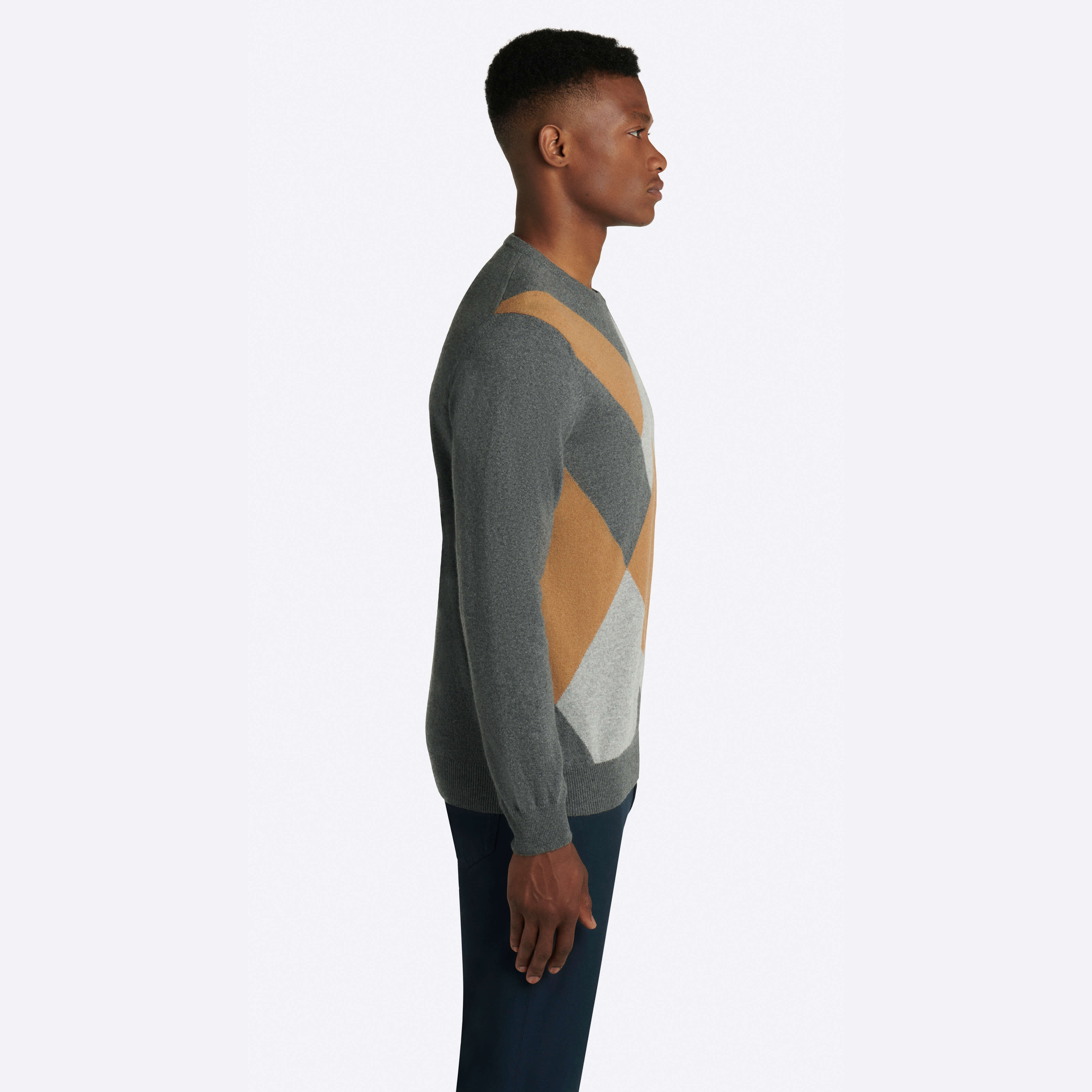 Argyle Crew Neck Sweater for Men - Classic Vintage Knit Pullover with Diamond Pattern - Perfect for Office, Casual Wear & Holiday Outfits