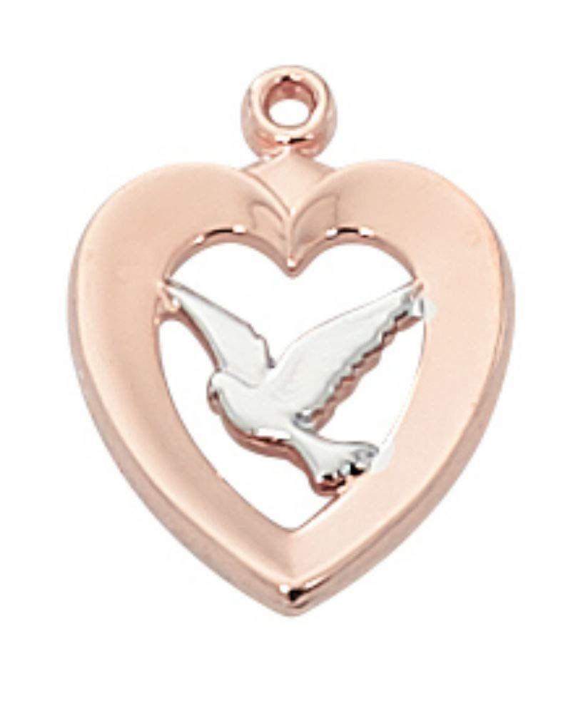 Rose Gold Plated Pewter Holy Spirit Heart Jewelry Box - Perfect for Christian Gifts, Baptism Favors & Spiritual Keepsakes