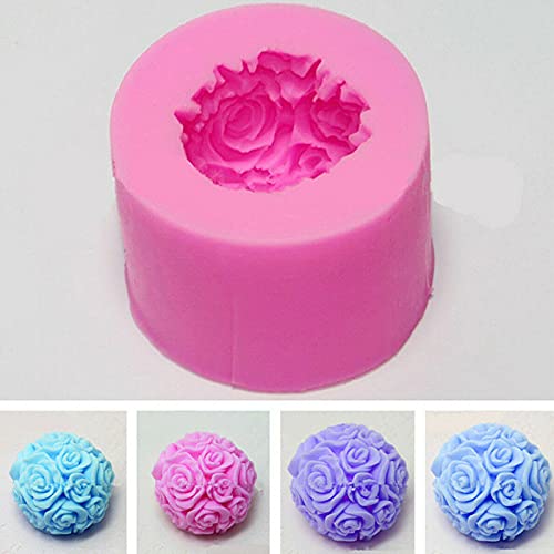 3D Rose Ball Candle Mold - Silicone Flower Mould for DIY Candle Making, Handmade Soap & Polymer Clay Crafts - Perfect for Wedding Decor, Home Fragrance & Gift Making
