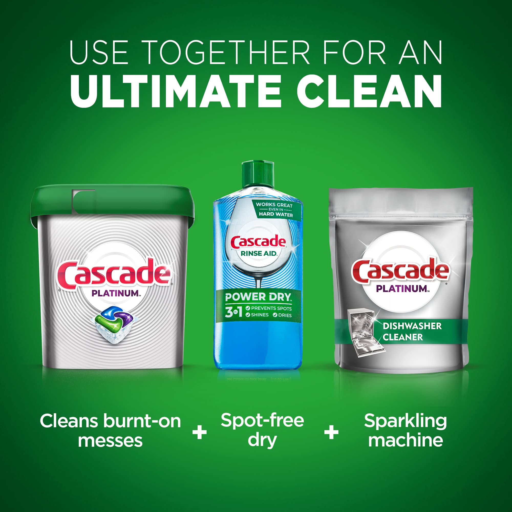Cascade Platinum Dishwasher Cleaner Pods - 6 Count | Deep Cleaning & Stain Removal for Sparkling Dishes | Perfect for Daily Dishwashing & Tough Grease
