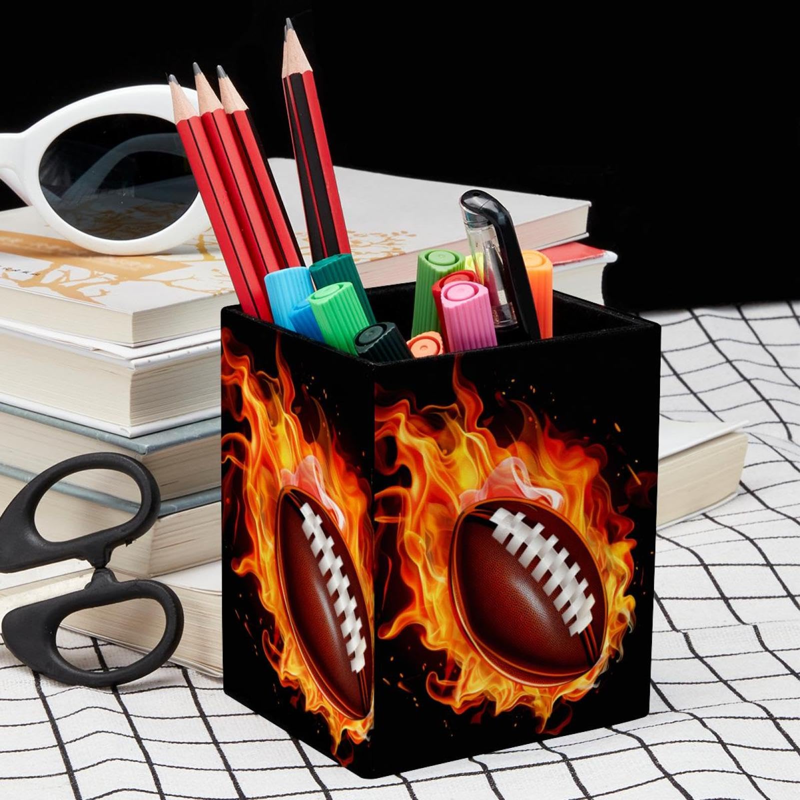 Football-Themed Pen Holder for Desk - Stylish Pen Organizer & Desk Accessory for Office, School, or Home Workspace Decor