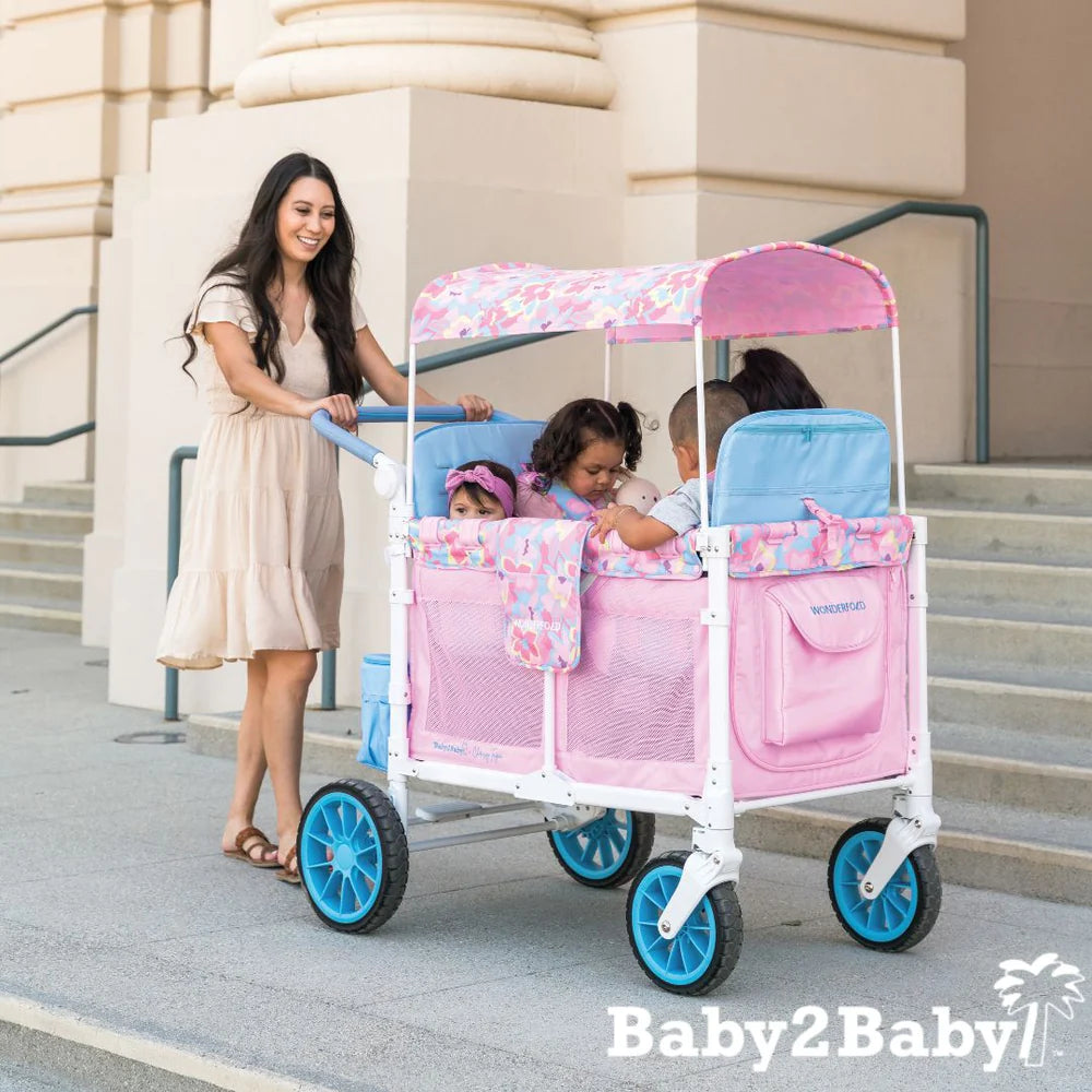 WonderFold W4 Petal Pop Stroller Wagon - Limited Edition Baby Stroller & Wagon Hybrid for Outdoor Adventures, Park Visits, and Beach Trips