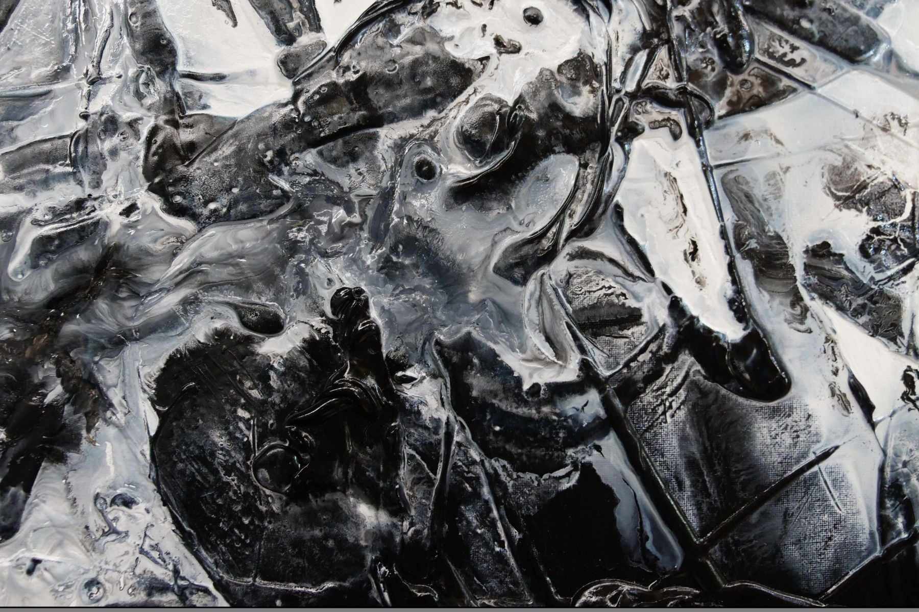 160cm x 100cm Black and White Textured Abstract Canvas Art Painting - Modern Home Decor for Living Room, Bedroom, Office Wall
