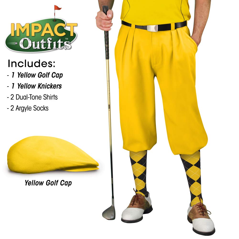 Impact Golf Outfits for Men - Stylish Yellow Golf Shirts & Pants - Perfect for Golf Tournaments & Casual Wear