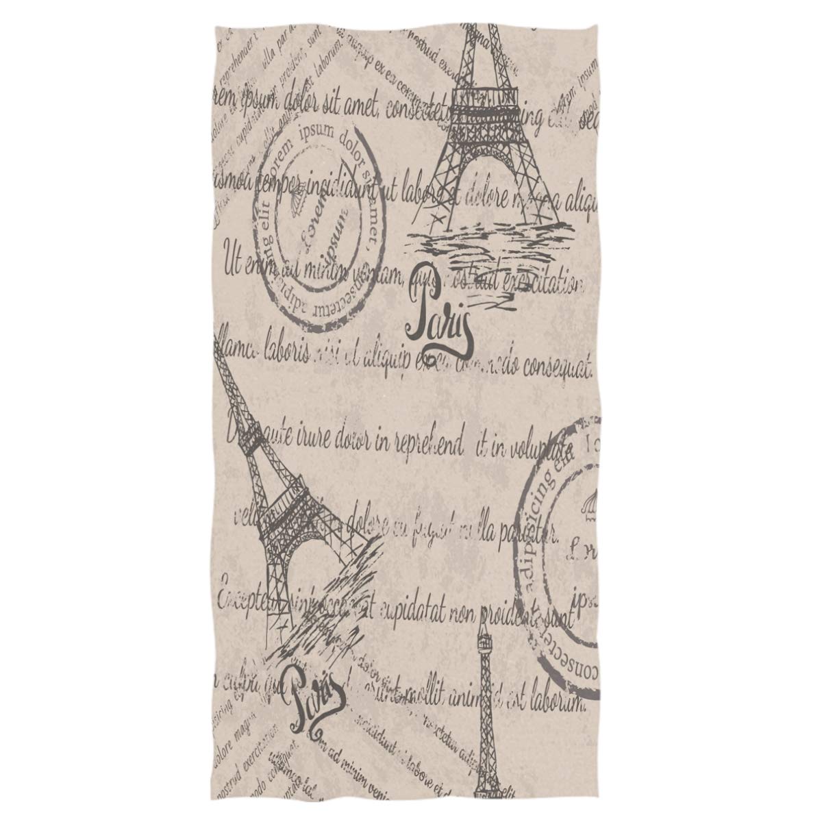 Eiffel Tower Hand Towels - Retro Stamps Pattern Paris Towel | Ultra Soft & Highly Absorbent | Multipurpose Bathroom, Face, Gym & Spa Towel | 16x30 Inch | Perfect for Home Decor, French-Themed Bathrooms & Parisian Gift Ideas