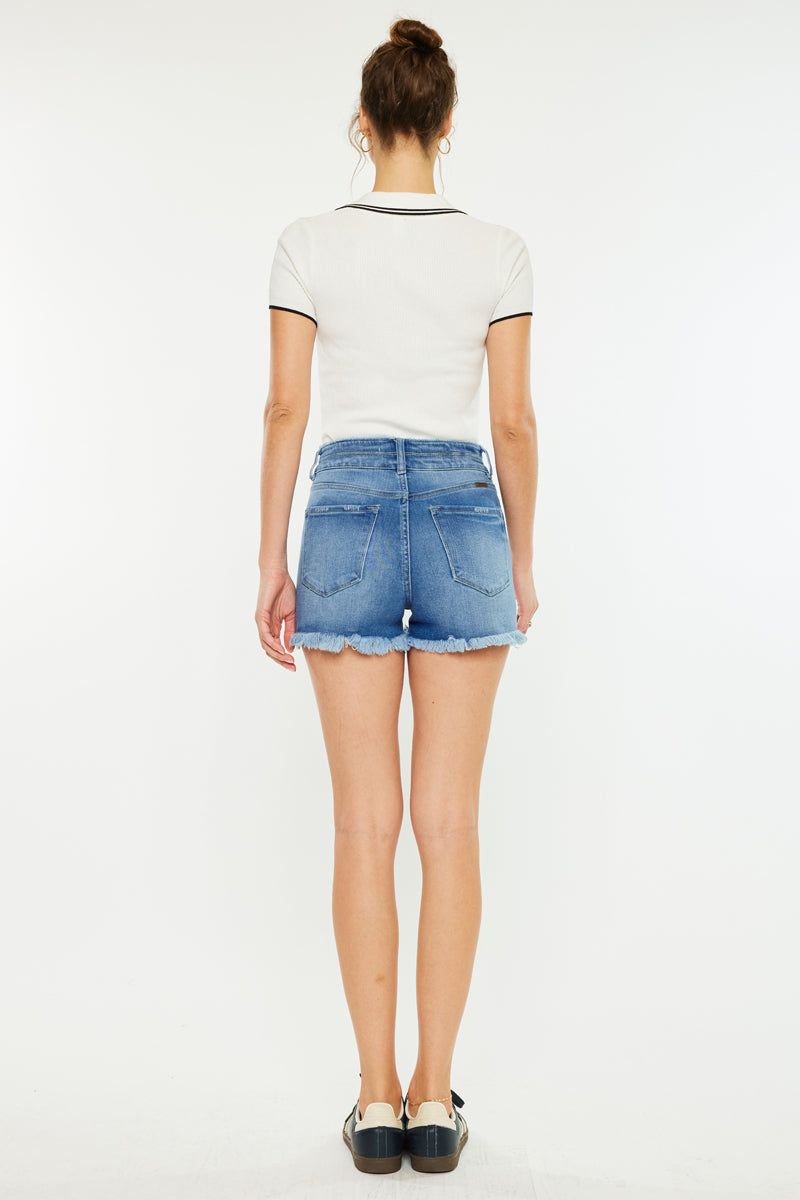 Cruz High Rise Shorts for Women - Comfortable Stretchy Denim Shorts with Pockets | Perfect for Summer, Beach, and Casual Outfits