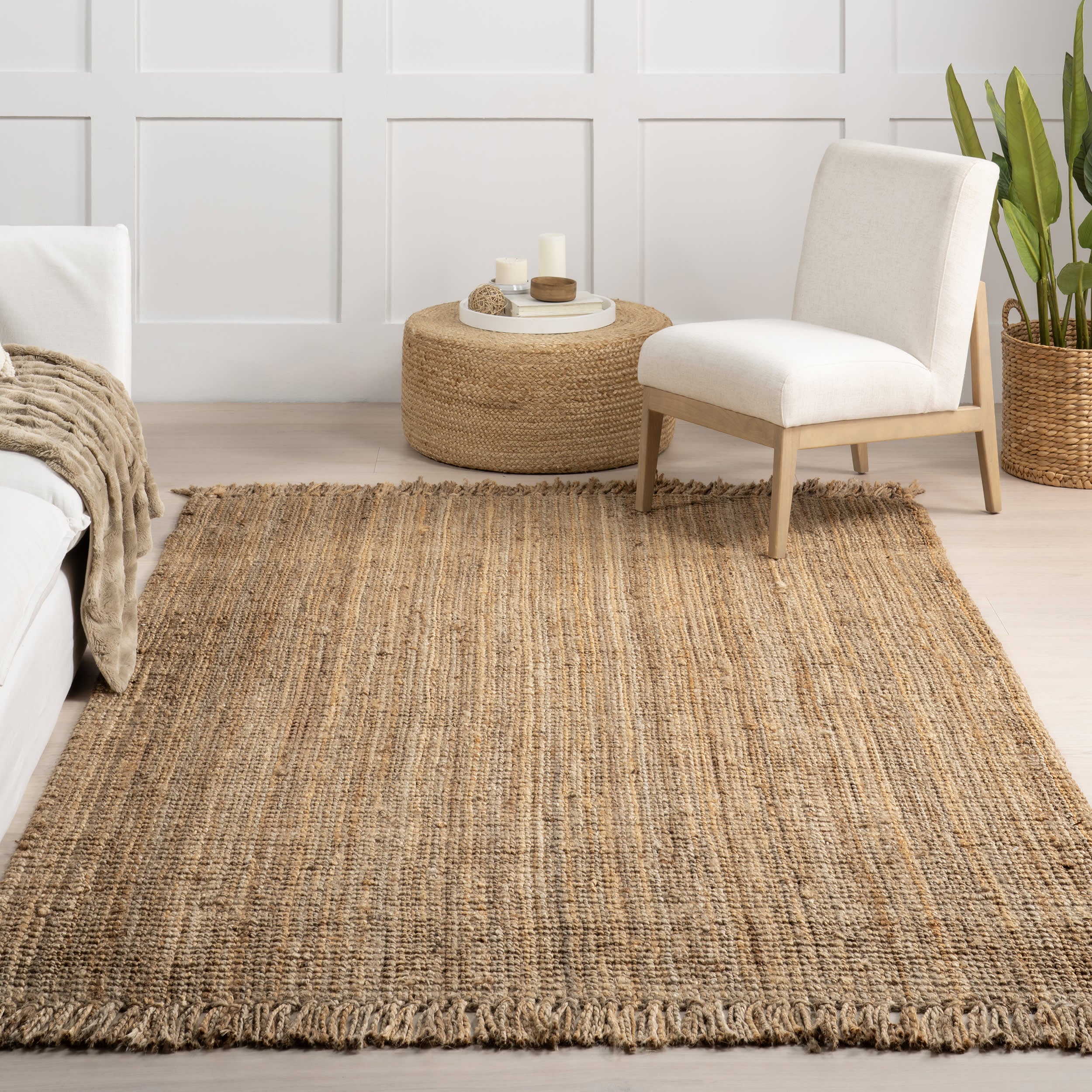 Chunky Jute Tasseled Rug - Natural Handwoven Boho Area Rug for Living Room, Bedroom, Nursery | Eco-Friendly Home Decor & Cozy Floor Mat
