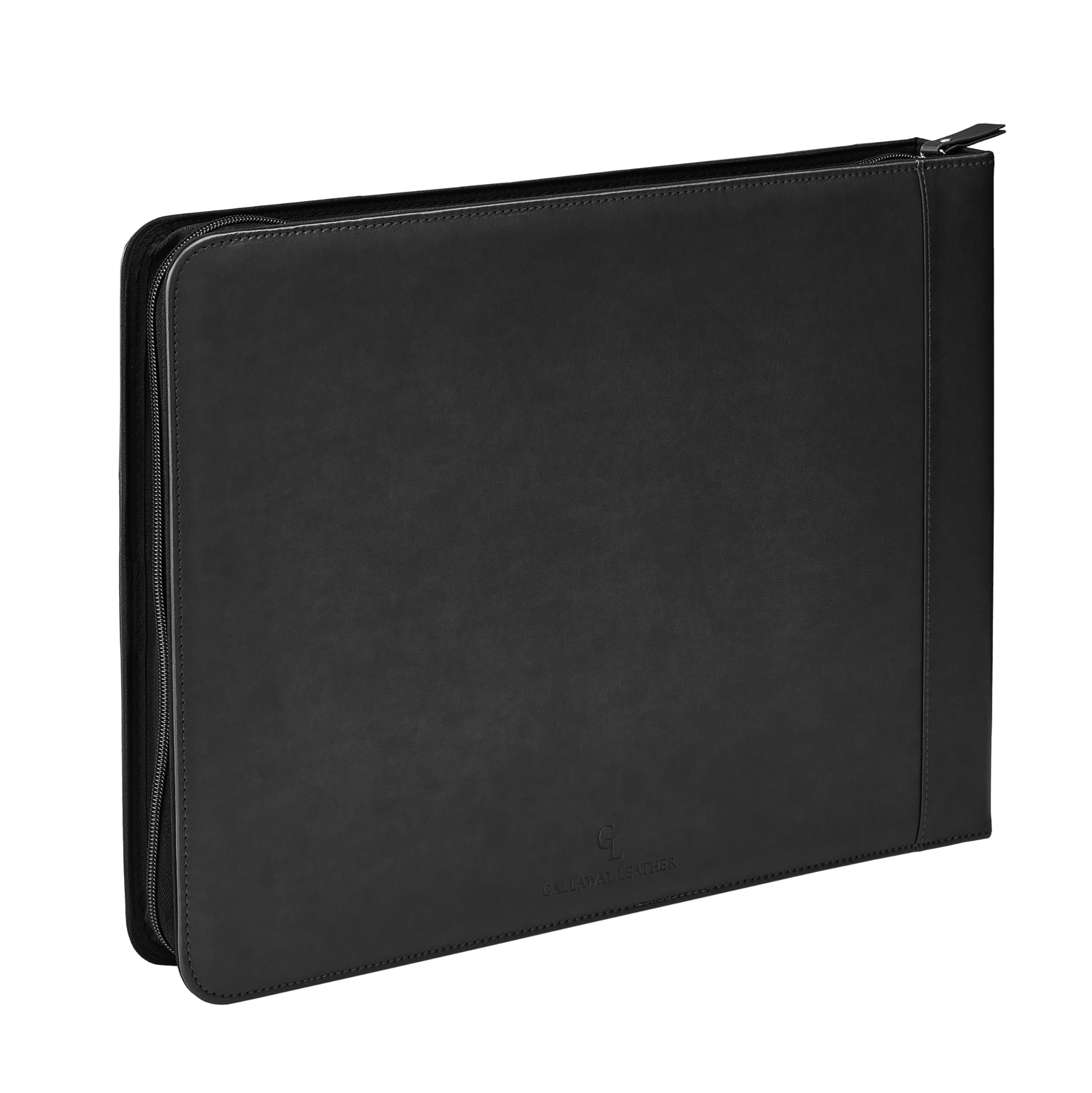 GALLAWAY LEATHER 7 Ring Business Checkbook Binder - PU Leather Zippered Check Portfolio Holder with 600 Checks Capacity for Executives & Personal Use (Black) | Perfect for Office, Banking & Financial Organization