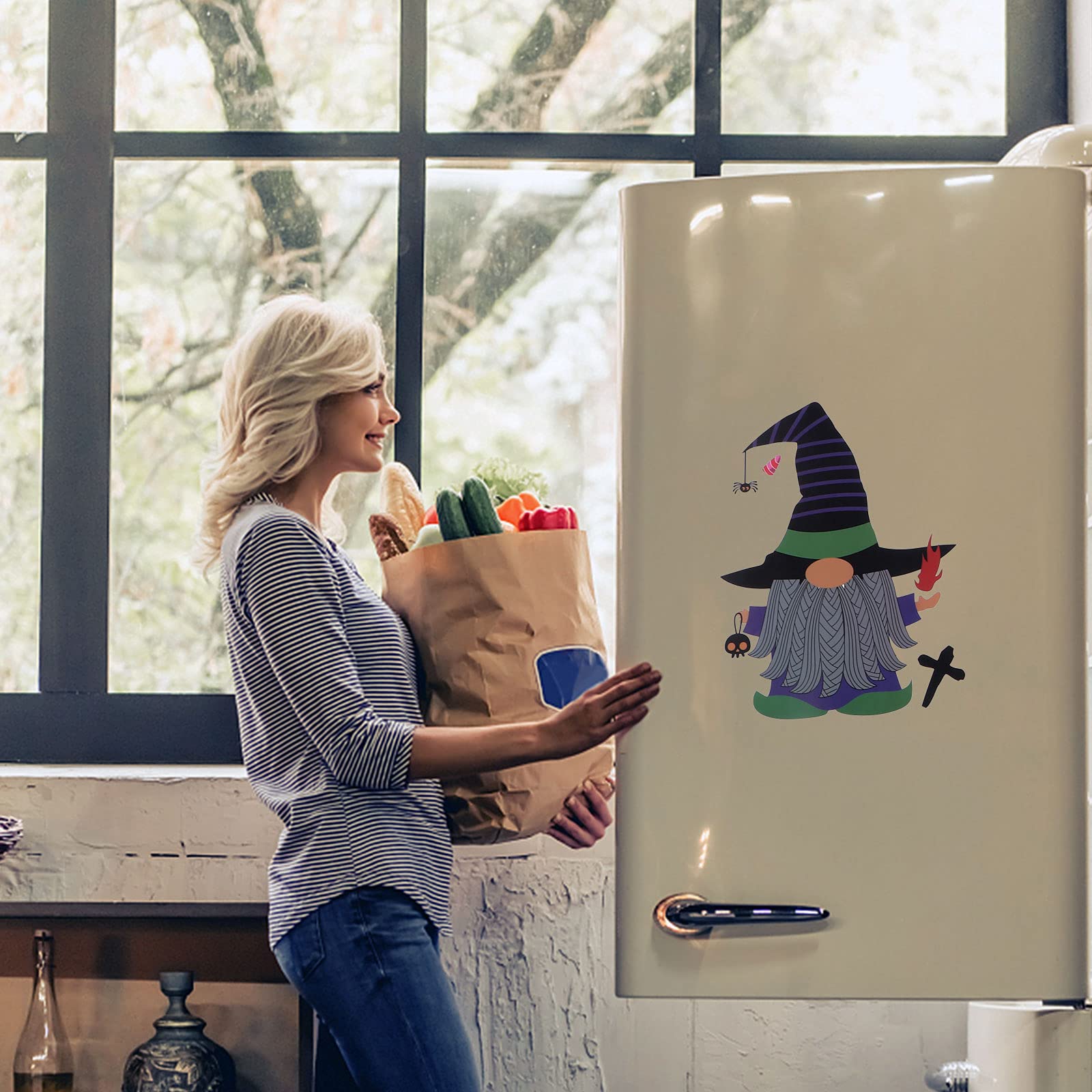 LUOZZY 9 Sheets Halloween Gnome Stickers - Bat Window Decals & Wall Clings for Halloween Party Decorations - Perfect for Home, Office, and Classroom Halloween Decor