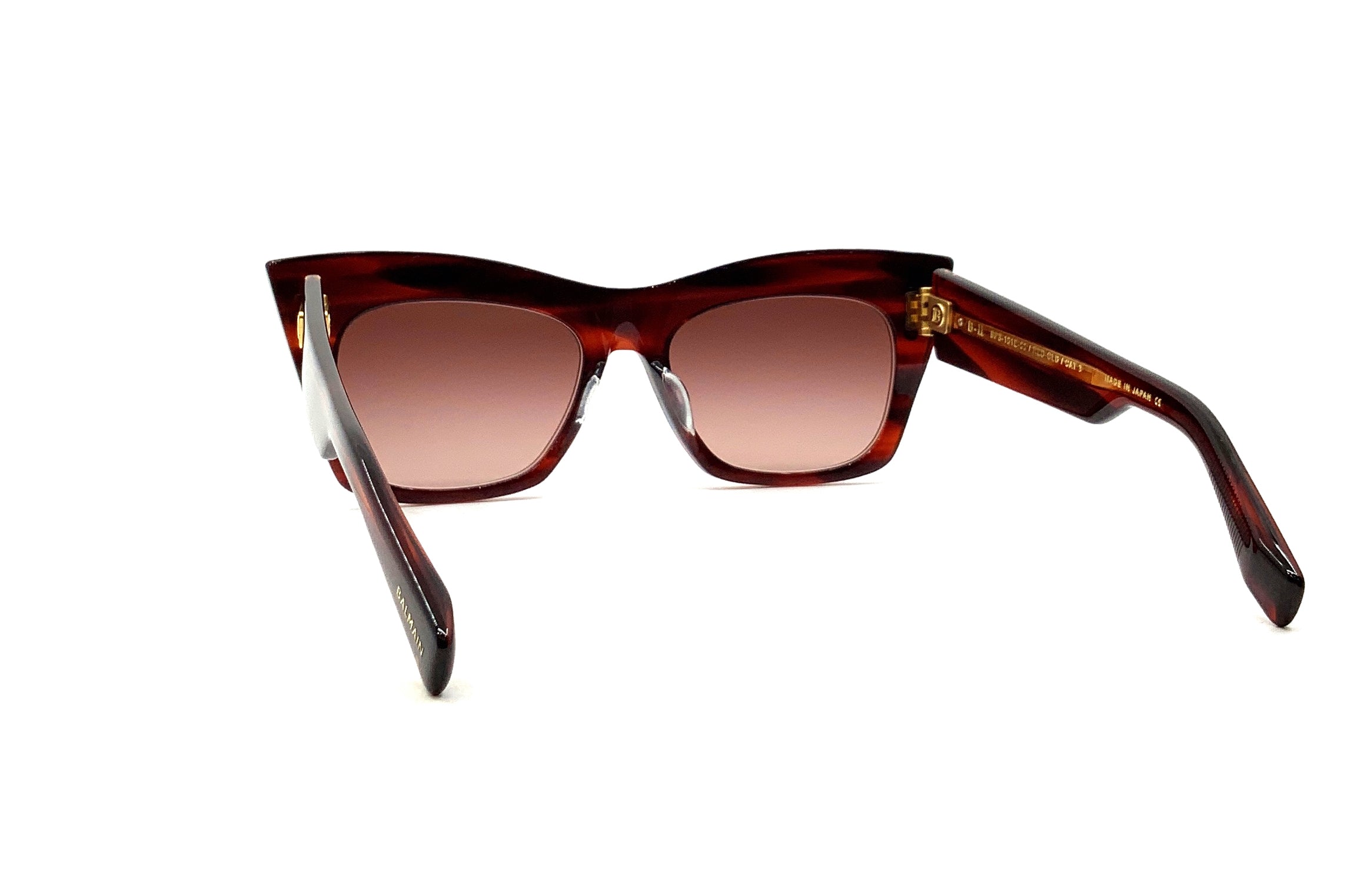 Balmain B II Sunglasses - Red & Gold Frame UV Protection - Perfect for Outdoor Activities, Travel, and Fashion Accessories