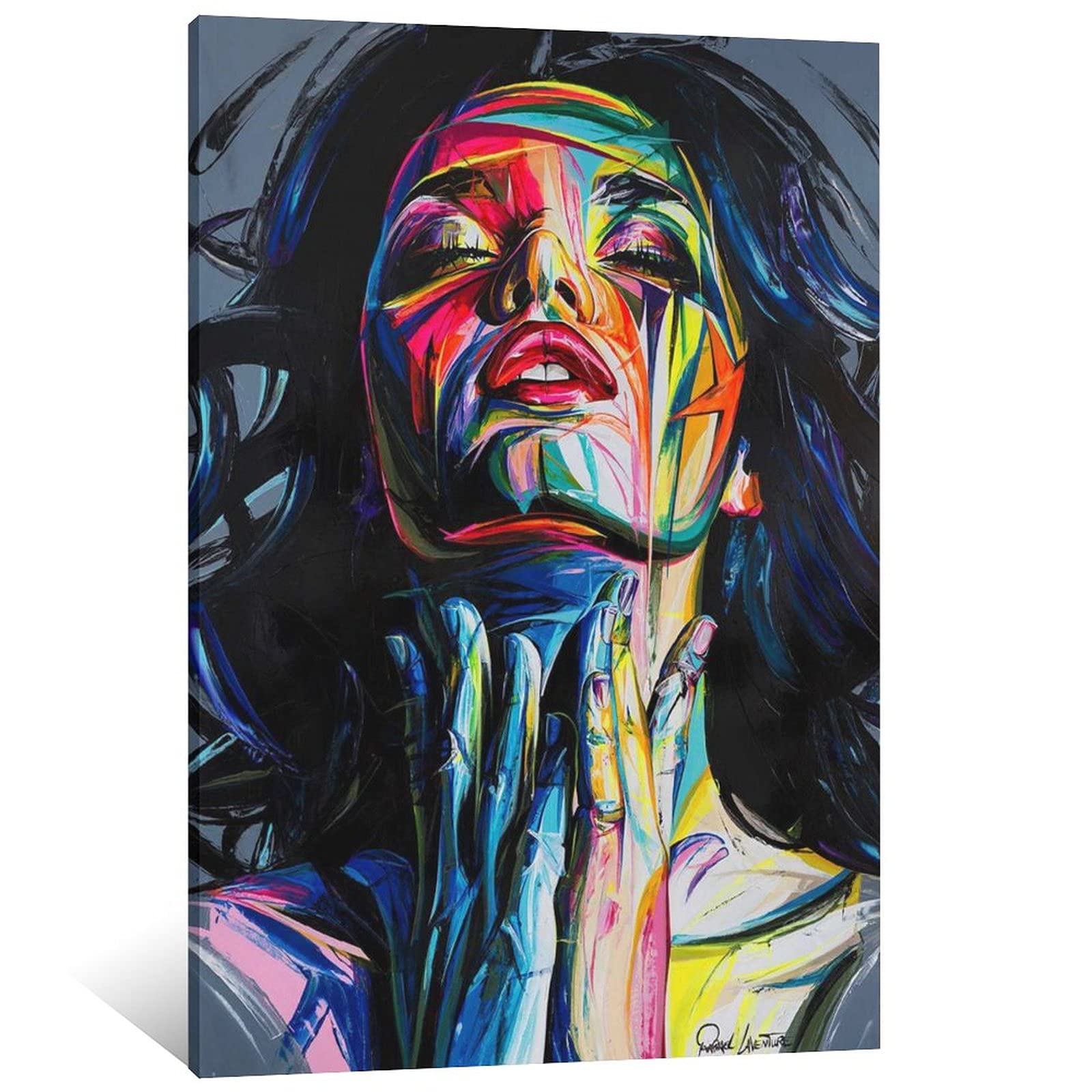 LVUPIIG Abstract Graffiti Color Canvas Art Poster - Modern Wall Decor for Bedroom, Living Room & Office - 24x36 Inch (60x90cm) - Beautiful Woman Face Painting Print - Perfect for Home Decoration & Gift Giving