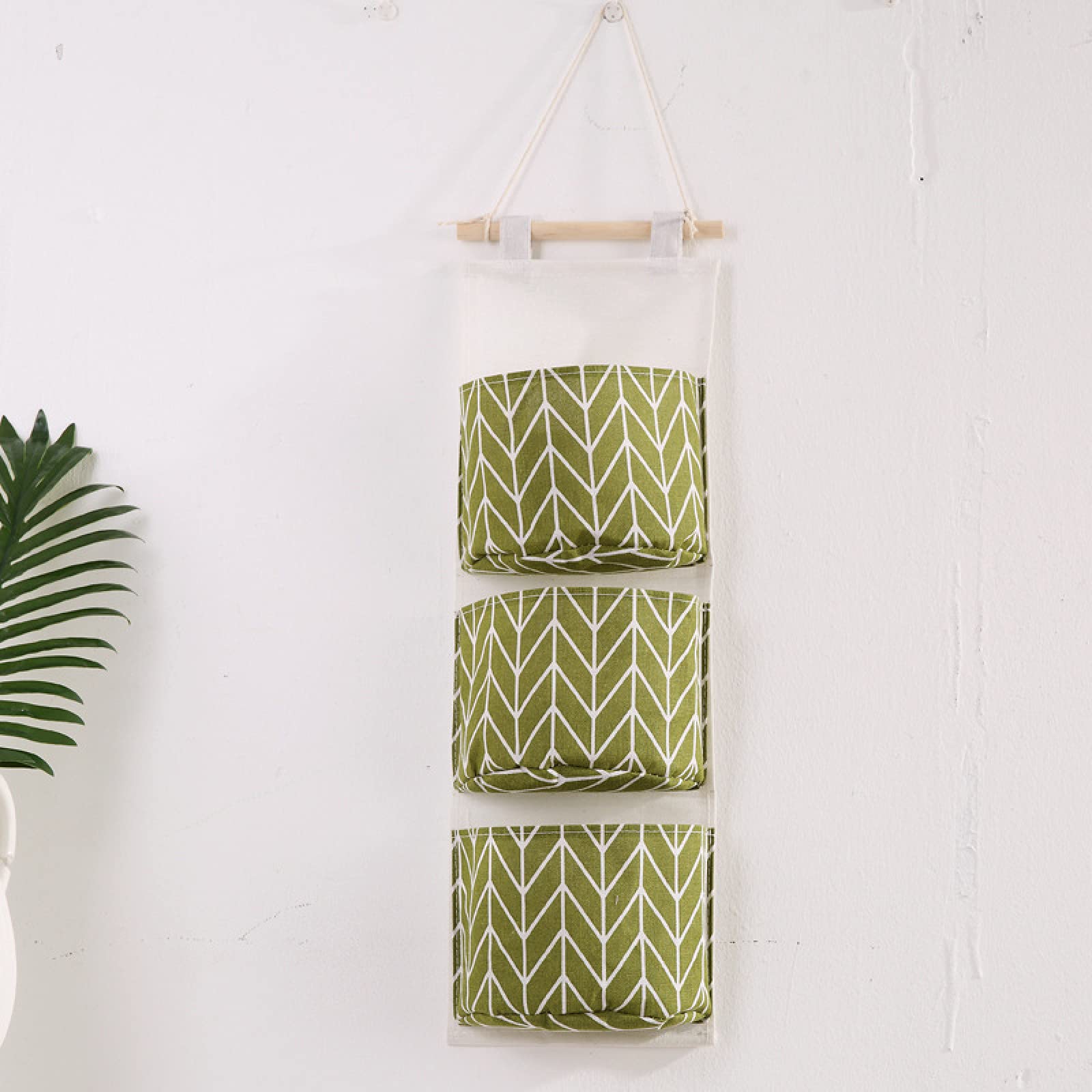 MRBJC Waterproof Over The Door Hanging Storage Organizer - 3-Pocket Linen Fabric Closet Organizer for Bedroom & Bathroom (20x60cm, Green) | Perfect for Towels, Toys, Accessories & Small Item Storage