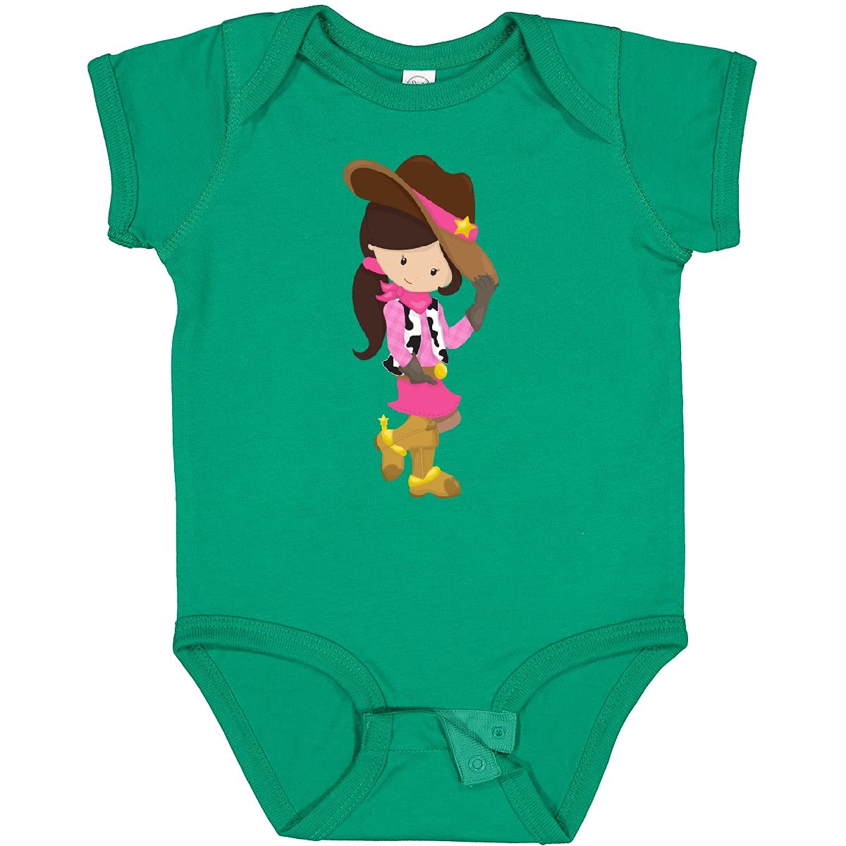 Inktastic Western Cowgirl Sheriff Brown Hair Baby Bodysuit - Cute Country Outfit for Infants, Western Theme Parties & Cowboy Costume Events