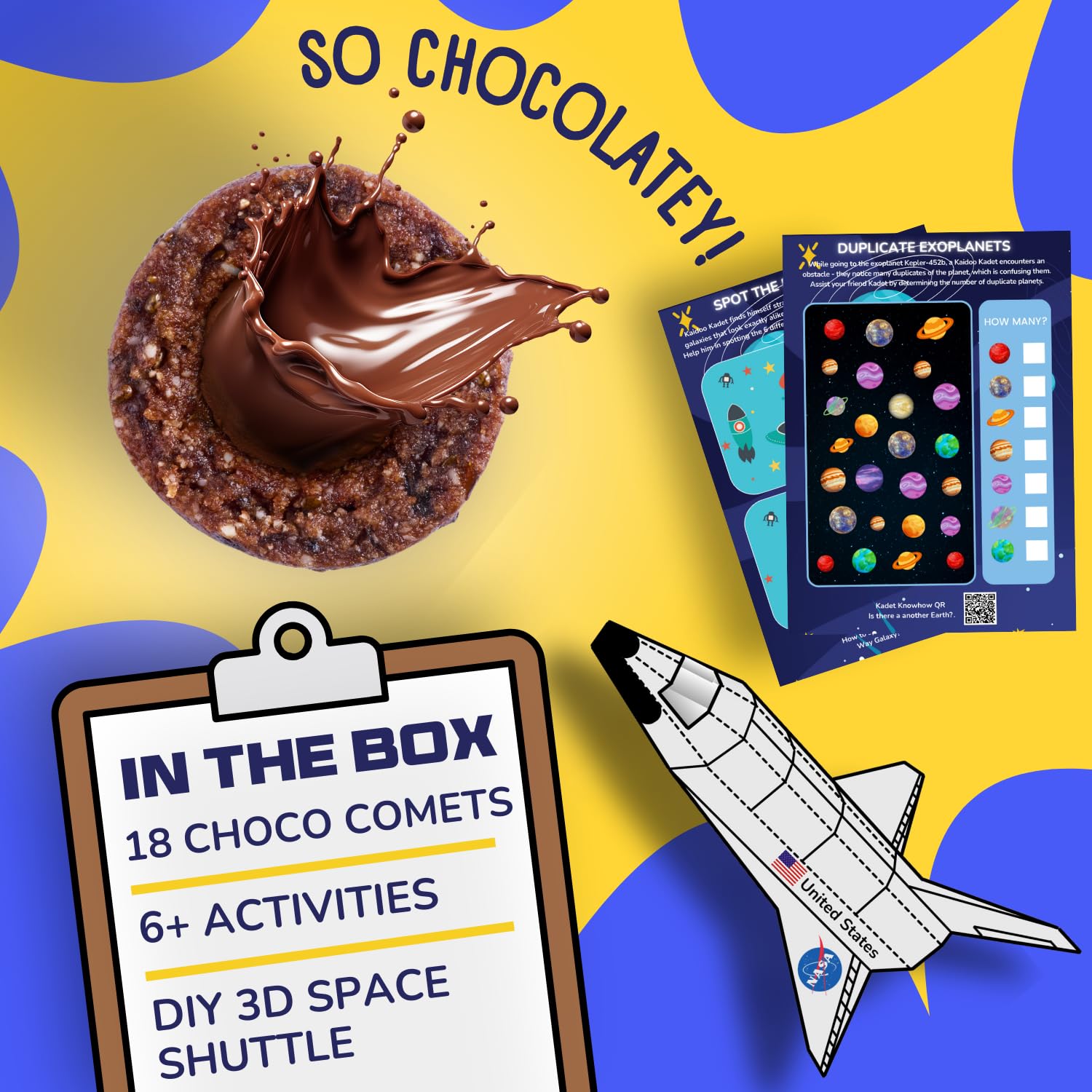Kaidoo Kids Choco Comets Variety Pack - 3 Flavors (Double Chocolate, Orange, Mint) | High Protein & Fiber Chocolate Filled Snack Bites | No Added Sugar, Dye-Free | Perfect for School Lunches, After-School Snacks & Kids' Parties