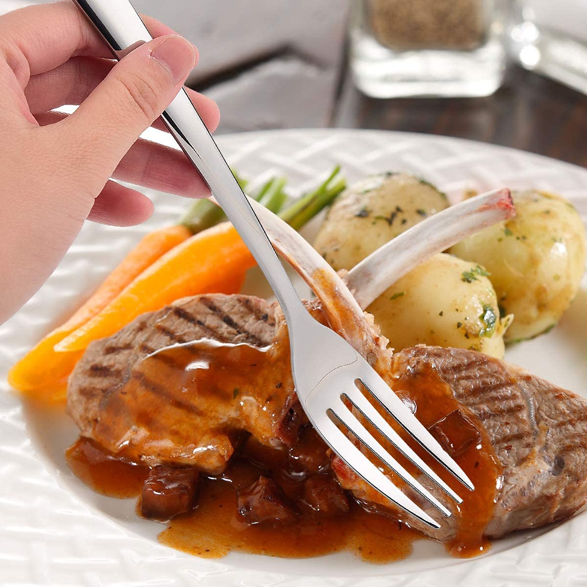 12-Piece Stainless Steel Dinner Forks Set - Mirror Polished Japanese Flatware for Kitchen & Restaurant Use - Elegant 8-Inch Cutlery for Fine Dining, Parties & Everyday Meals