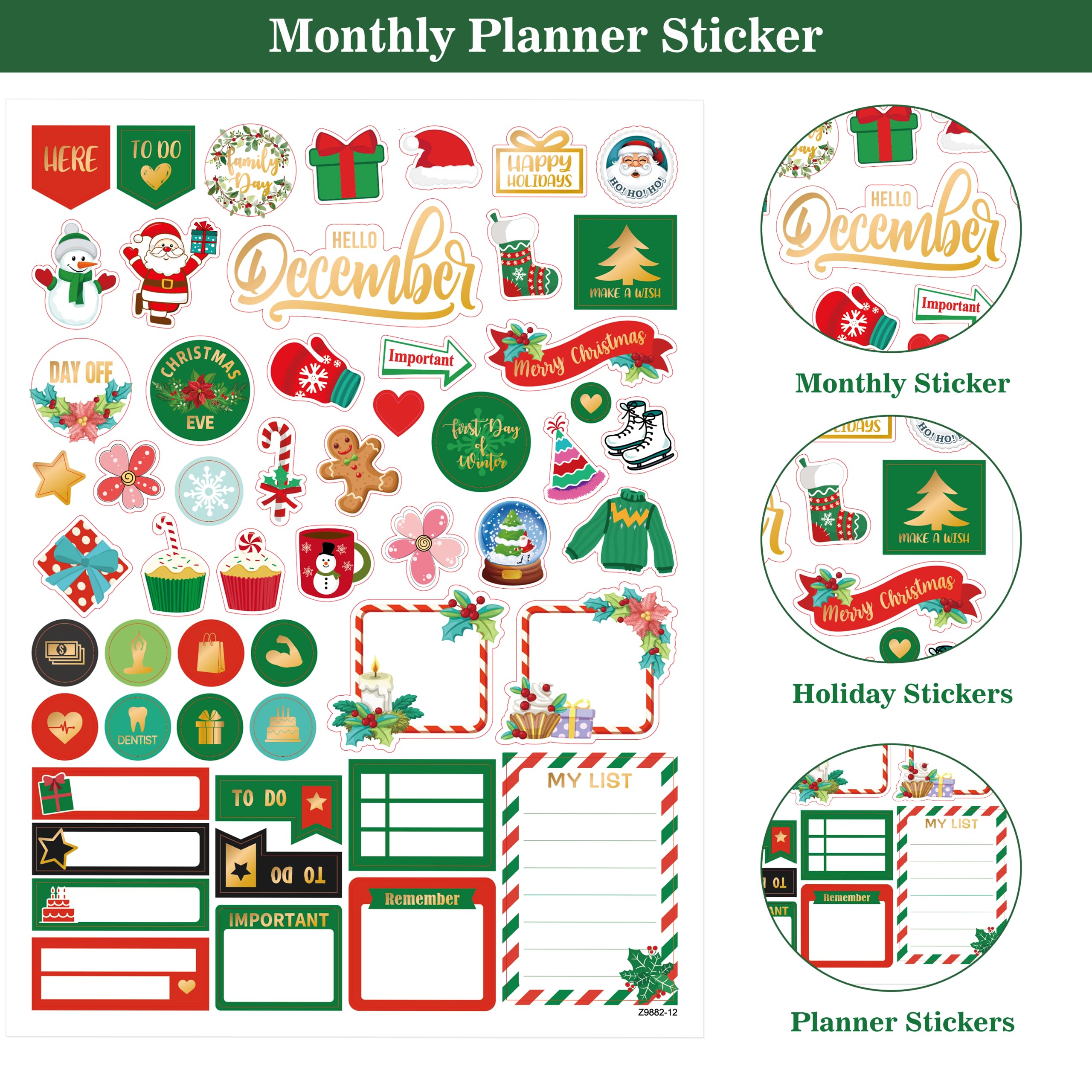 Monthly Planner Stickers Set - 25 Pages with 1500+ Functional & Colorful Calendar Stickers, Holiday Theme Journal Stickers for Bullet Journals, Planners & Scrapbooks - Perfect for Organizing, Planning & Creative Journaling