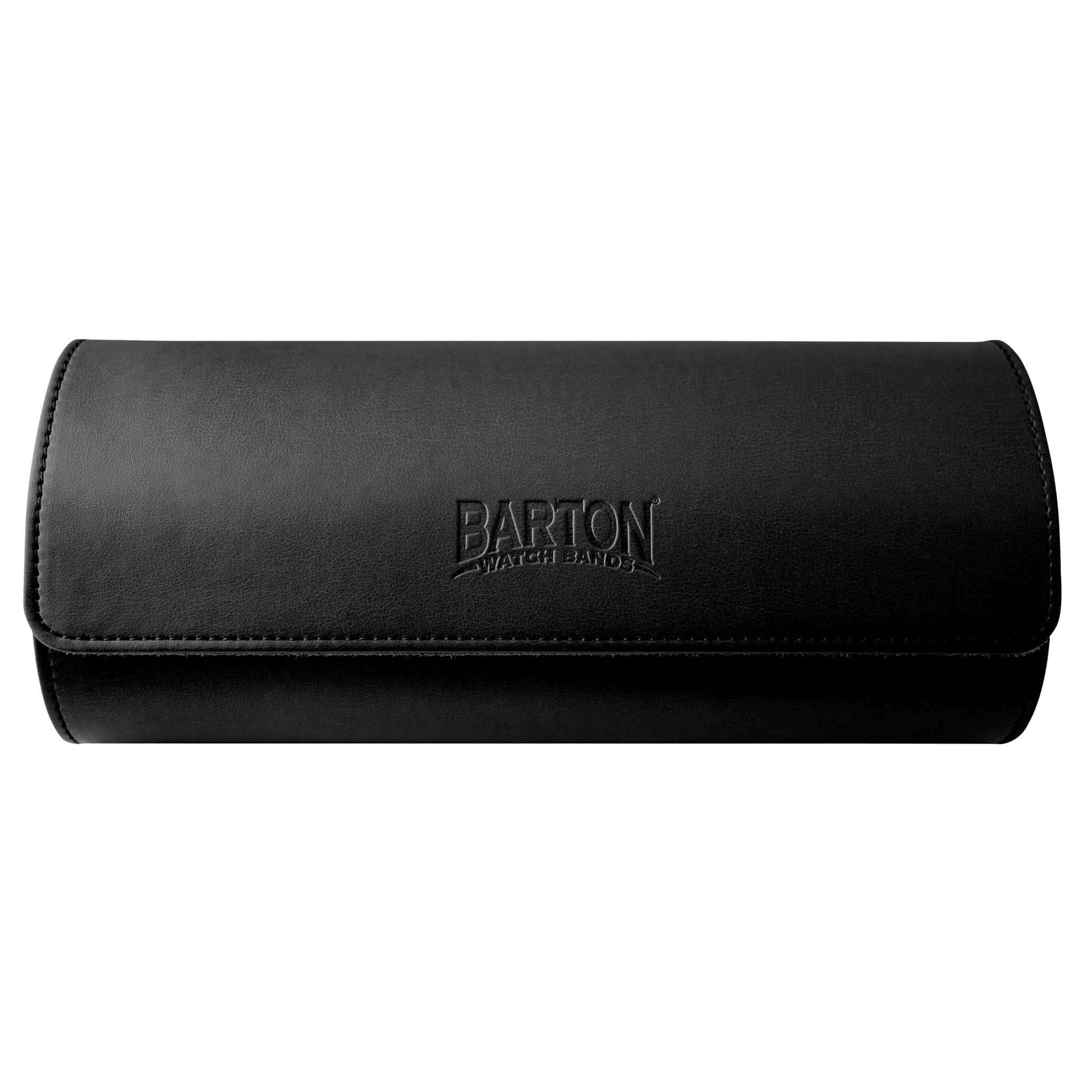 BARTON WATCH BANDS Men's Black Leather Watch Roll Case - Premium 3-Watch Travel Organizer for Storage & Protection | Perfect for Business Trips, Vacations & Home Display | Durable Watch Accessory Collection Case