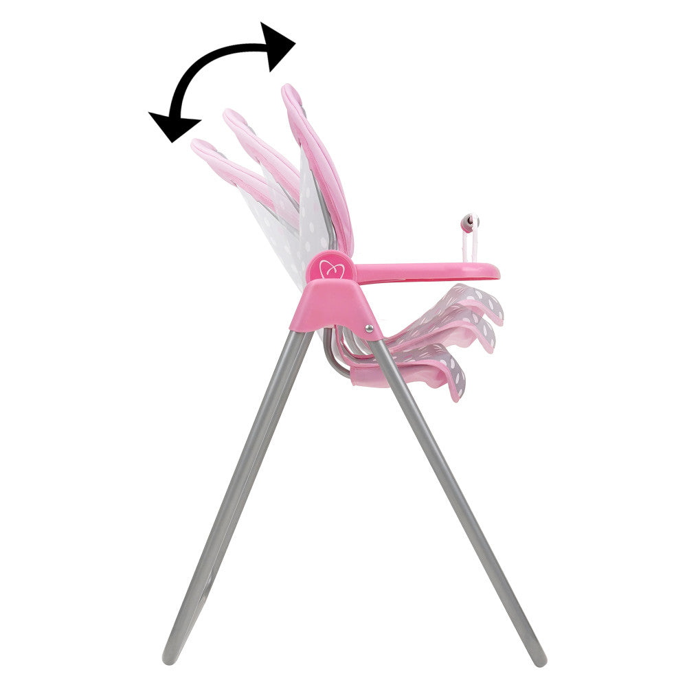 509 Crew Cotton Candy Pink Foodie Doll Highchair with Polka Dot Design - Perfect for Baby's First Birthday, Nursery Decor, and Playtime Feeding