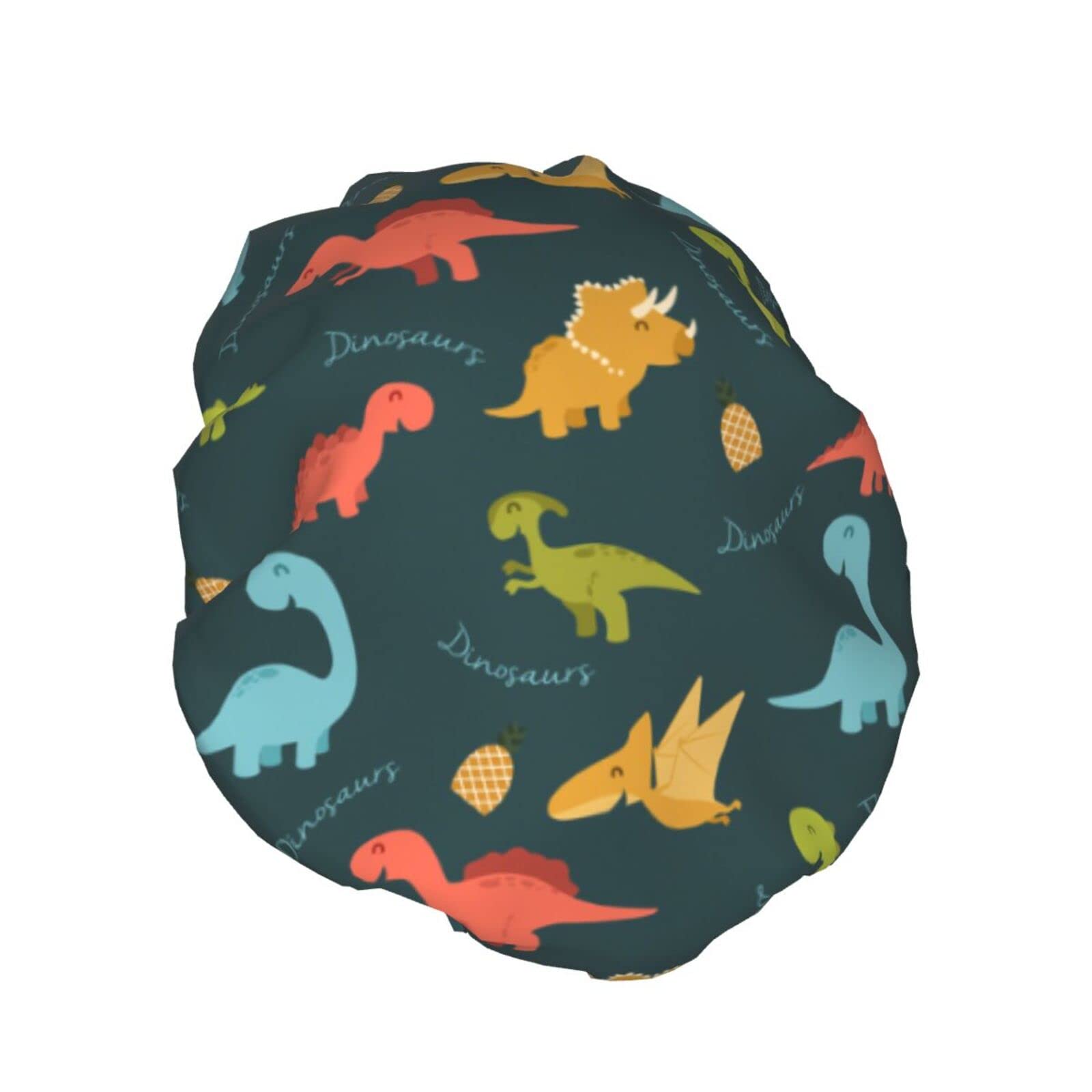 Dinosaur Pine Egg Shower Cap for Women & Kids - Reusable Long Hair Shower Hat with Elastic Band, Double Layer Bathing Cap for Adults & Children - Perfect for Bathing, Swimming & Spa Days