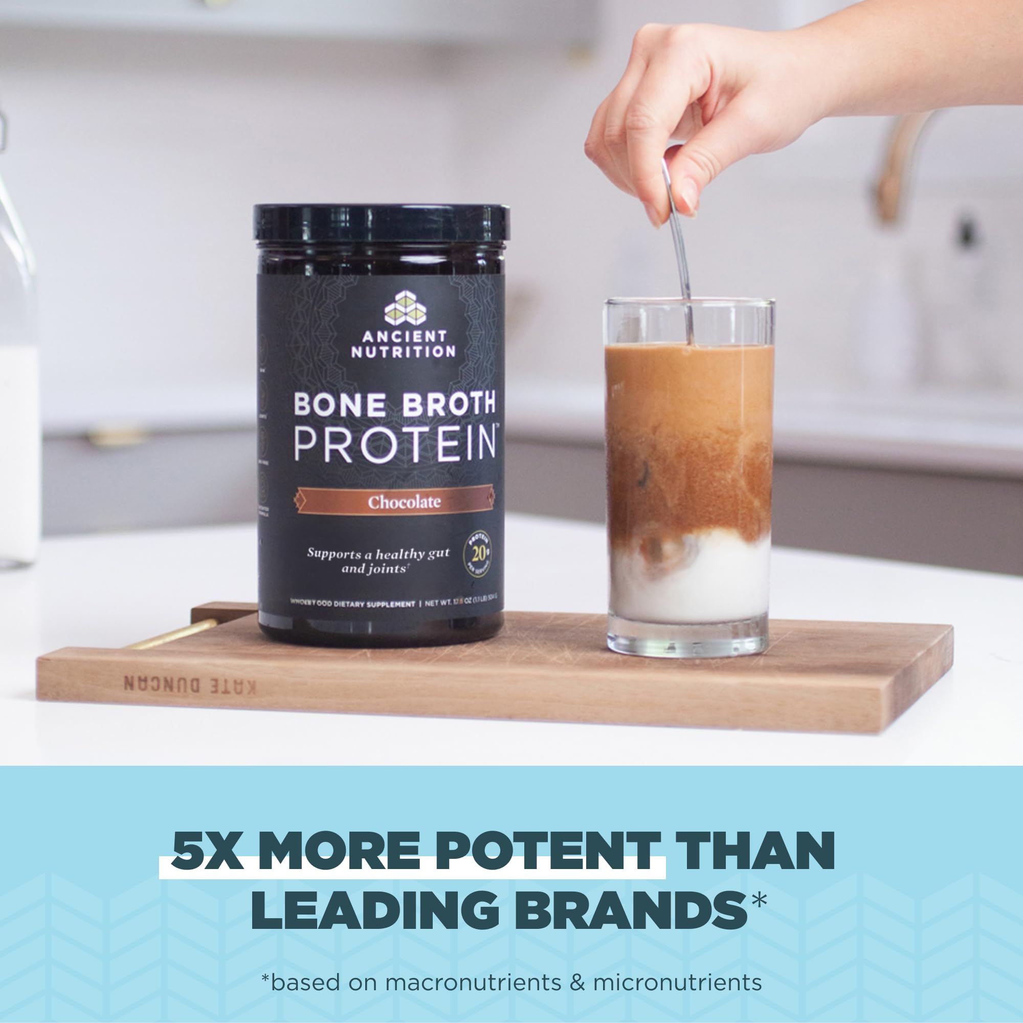 Ancient Nutrition Bone Broth Protein Powder - Chocolate Flavor, 20g Protein Per Serving, 20 Servings, Gluten Free Hydrolyzed Collagen Peptides Supplement - Perfect for Post-Workout Recovery, Smoothies & Baking