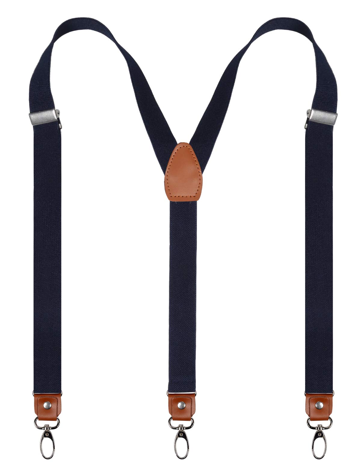 Alizeal Men's 1 Inch Wide Adjustable Suspenders with Premium Leather Joints & 3 Swivel Hooks - Classic Dress Suspenders for Suits, Tuxedos & Formal Wear