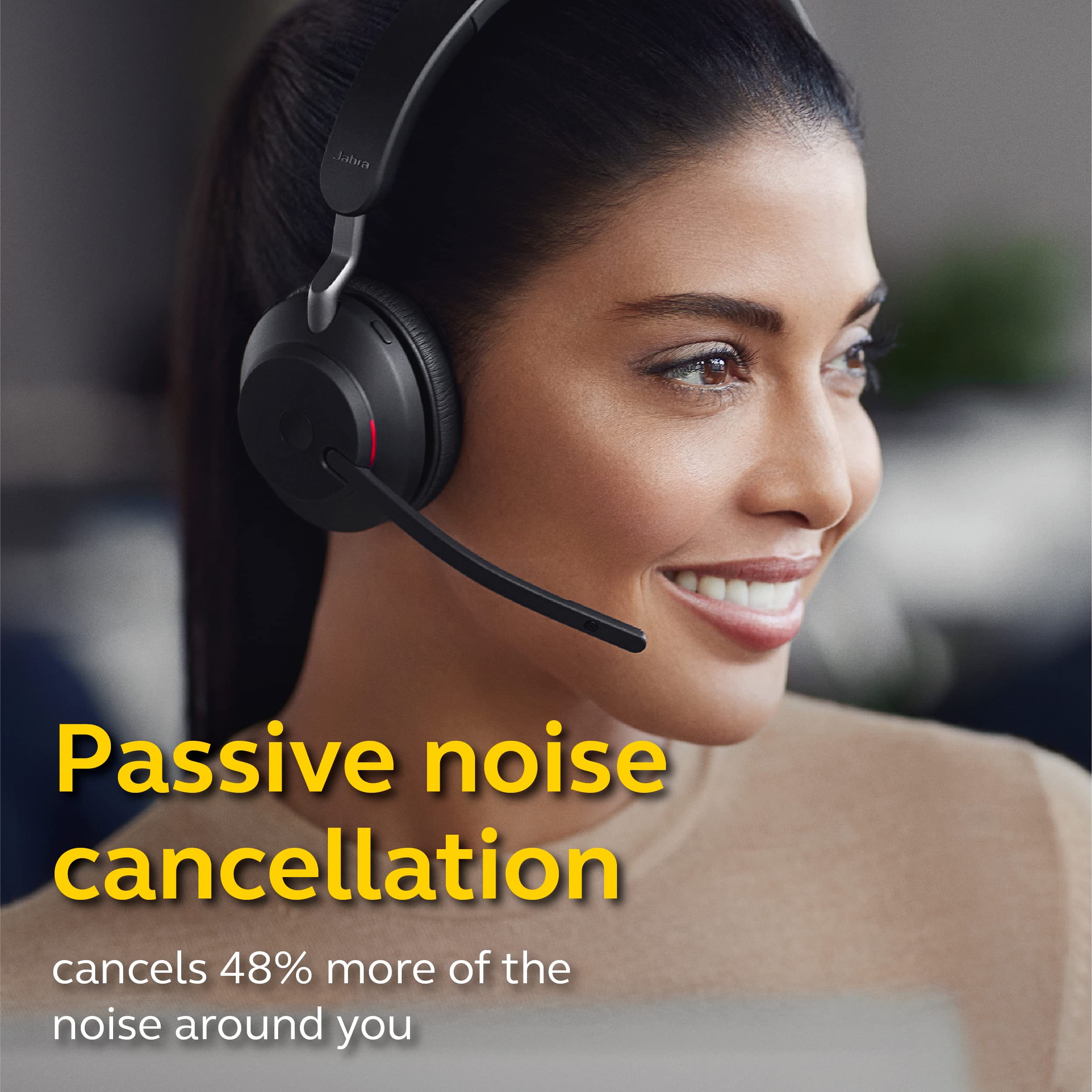 Jabra Evolve2 65 UC Wireless Mono Headset with Link380a (Black) - Bluetooth Headphones for Calls & Music, 37H Battery Life, Passive Noise Cancelling - Perfect for Office, Remote Work & Conference Calls