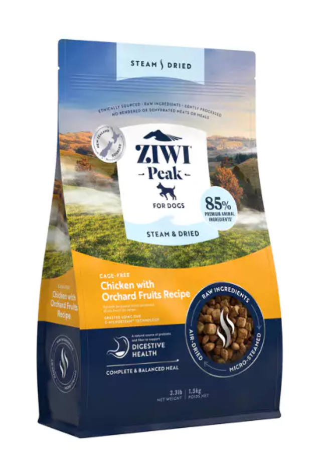 Ziwi Peak Air-Dried Dog Food - Chicken with Orchard Fruit Recipe | Grain-Free, High-Protein Natural Dog Treats | Perfect for Training, Travel & Outdoor Adventures