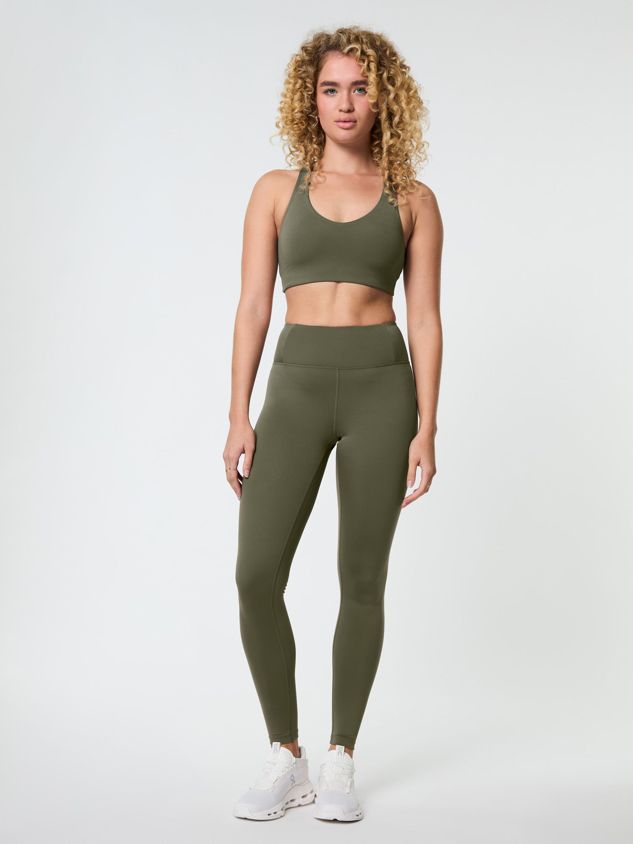 Girlfriend Collective Float Lola Bra - Sustainable High Support Sports Bra in Cured Green | Perfect for Yoga, Running & Gym Workouts