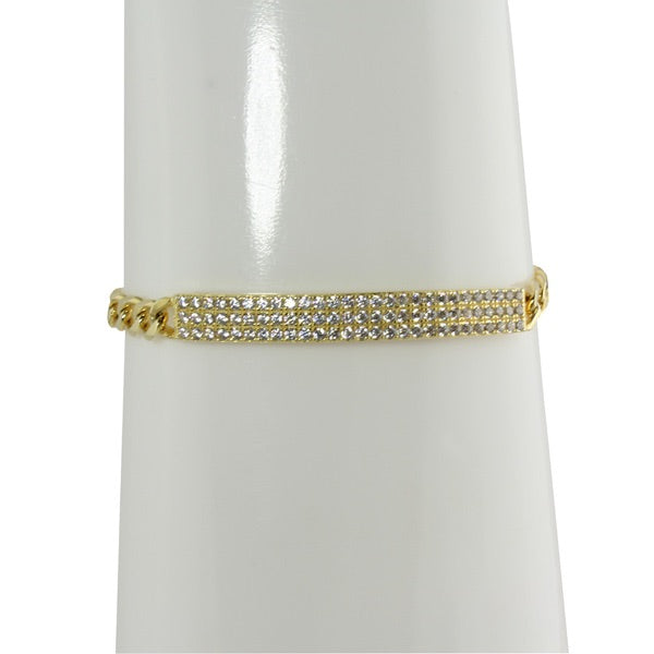 Pavé Bar Curb Link Bracelet for Women - Sparkling Cubic Zirconia Tennis Bracelet, Elegant Gold or Silver Jewelry Gift for Her | Perfect for Parties, Weddings & Everyday Wear