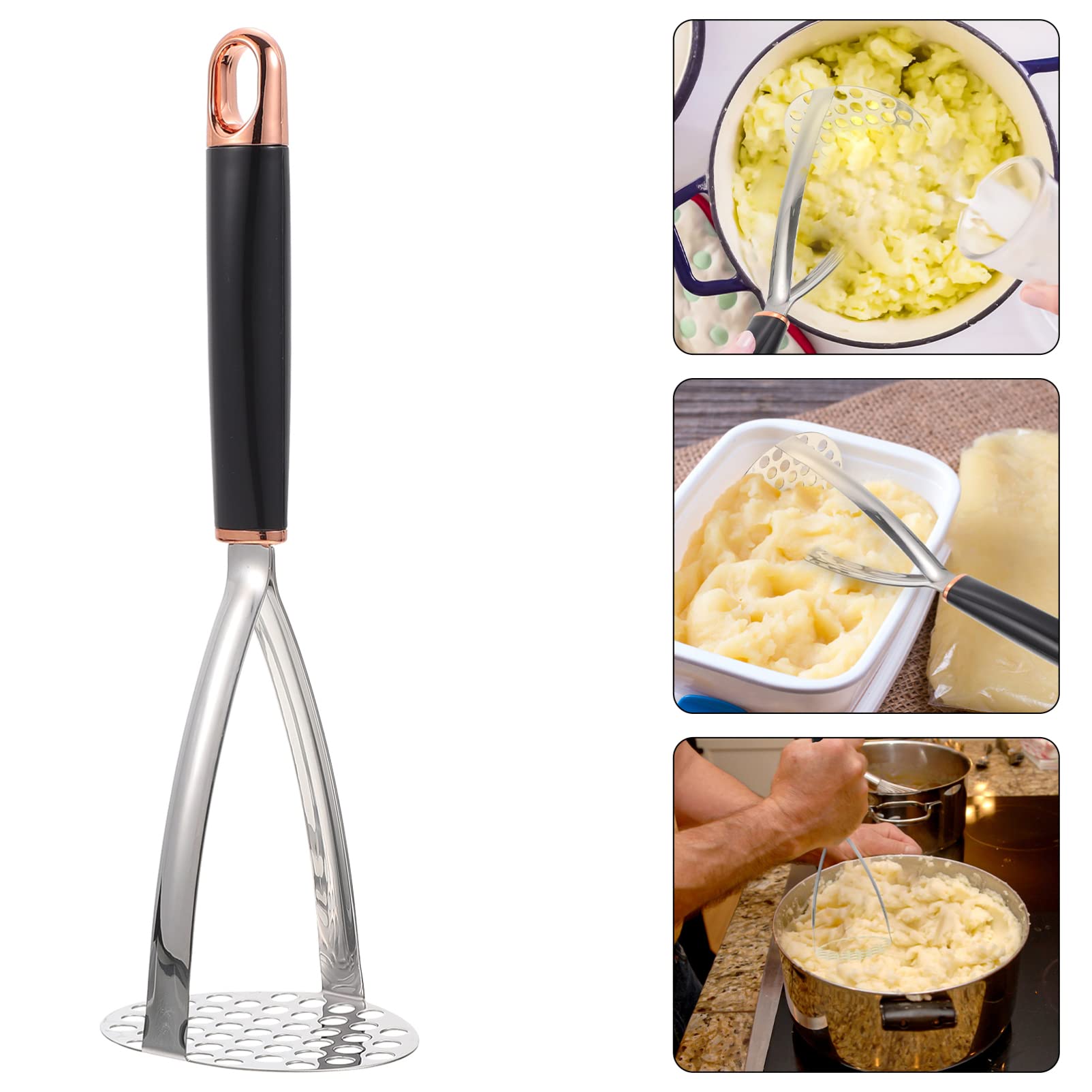 1pc Stainless Steel Potato Masher - Manual Hand Press Tool for Mashing Potatoes, Vegetables - Durable Kitchen Gadget for Smooth Puree, Baby Food & Baking - Perfect for Home Cooking, Restaurants & Meal Prep