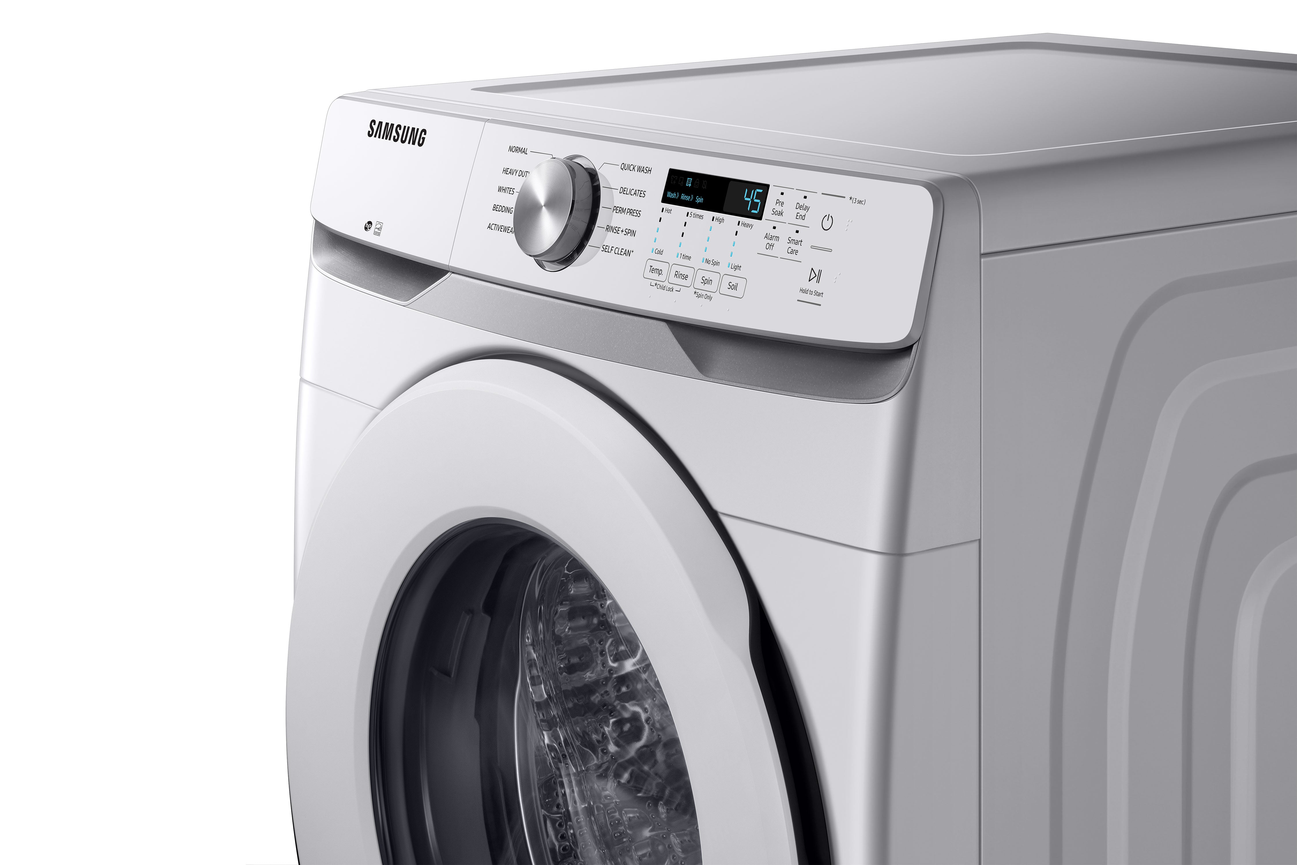 Samsung WF45T6000AW/A5 5.2 Cu.Ft White Front Load Washing Machine with Shallow Depth - Perfect for Small Laundry Rooms and Apartments