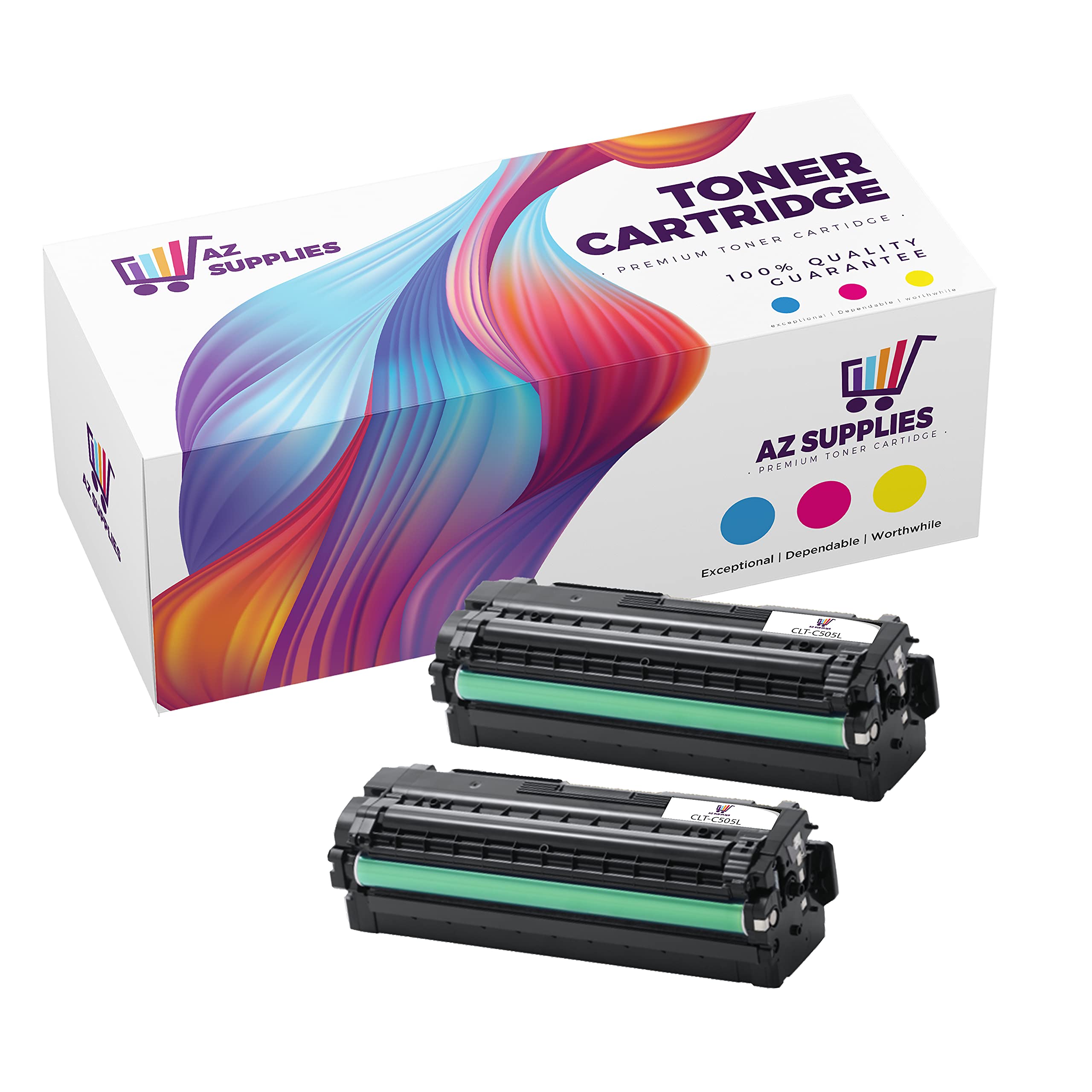 AZ Supplies Compatible Toner Cartridge Replacement for Samsung CLT-C505L (2-Pack Cyan) - Works with ProXpress C2620DW & C2670FW Printers | Ideal for Home Office & Small Business Printing Needs