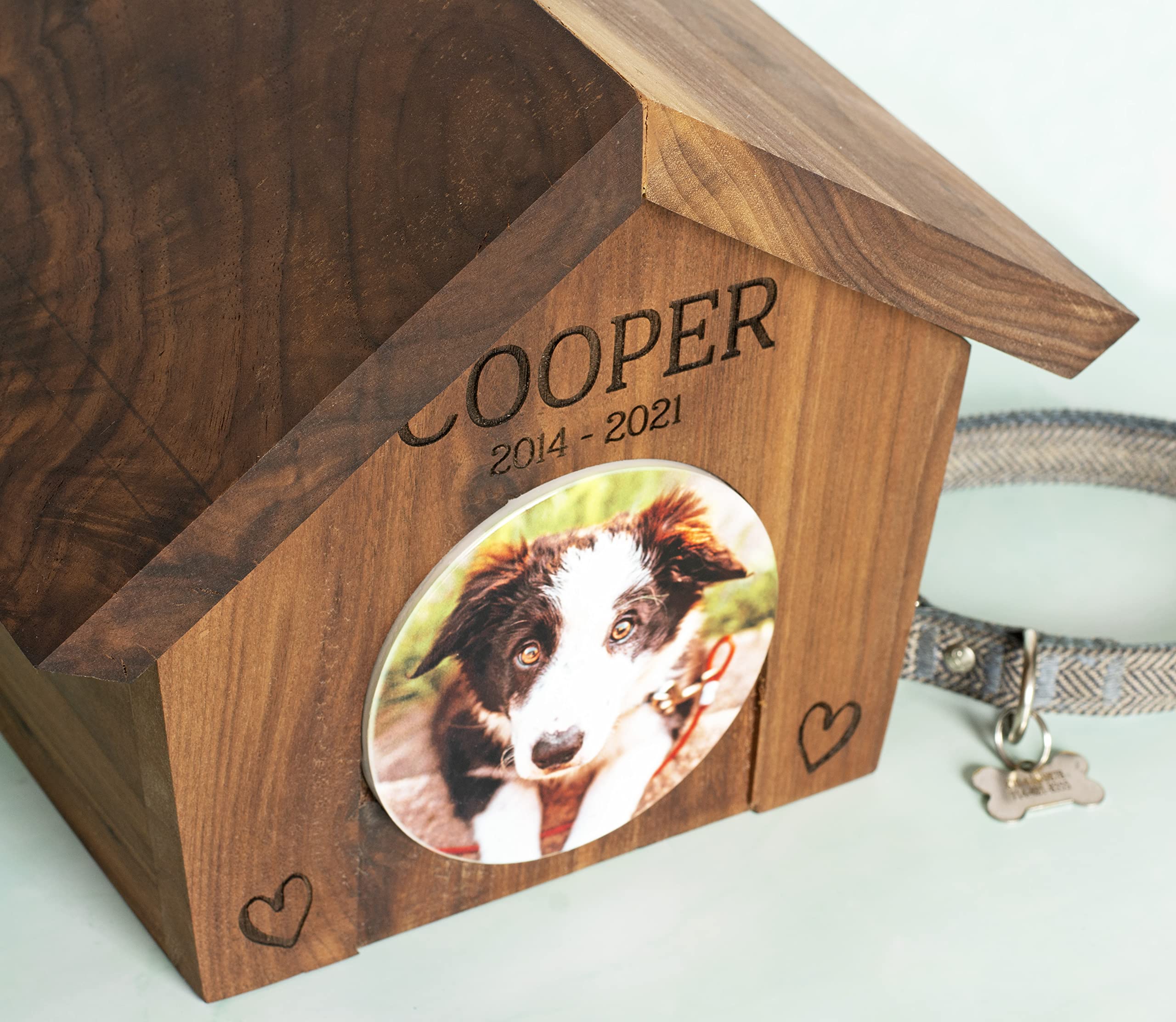 Personalized Dog Memorial Urn Box - Engraved Pet Name & Photo Keepsake for Ashes - Perfect for Home Memorial Display & Pet Loss Remembrance