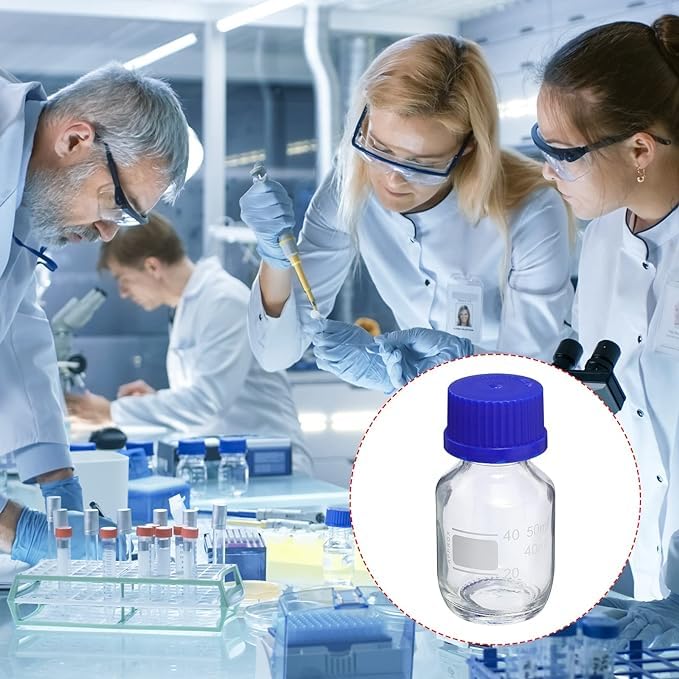 Premium 250ml VVS Borosilicate Glass Reagent Bottle with Leak-Proof Blue Screw Cap - Lab-Grade Chemical Storage Solution for Laboratories, Kitchen Use & Professional Applications | Ideal for Chemical Experiments, Liquid Storage & Scientific Research