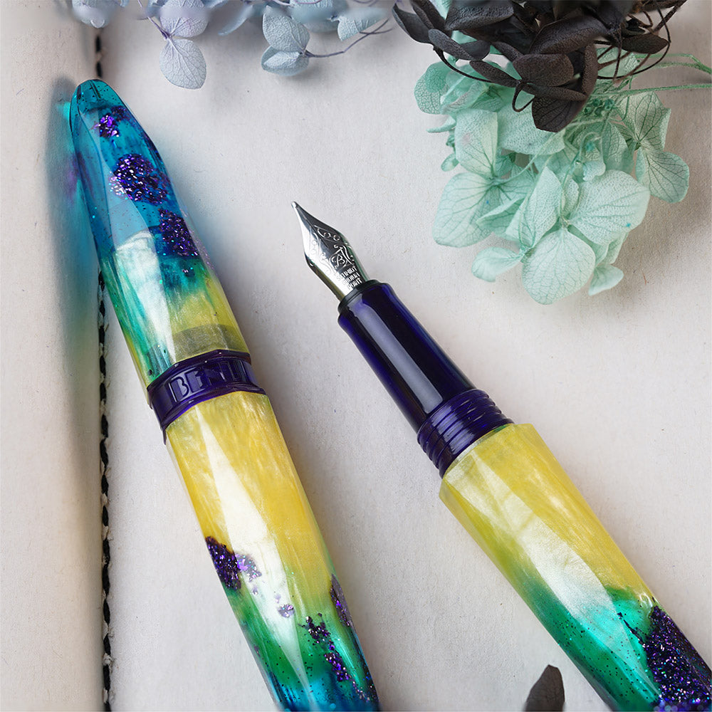 Benu Briolette Fountain Pen - Elegant Tropicana Design, Smooth Writing, Luxury Gift for Writers & Collectors - Perfect for Journaling, Calligraphy & Special Occasions