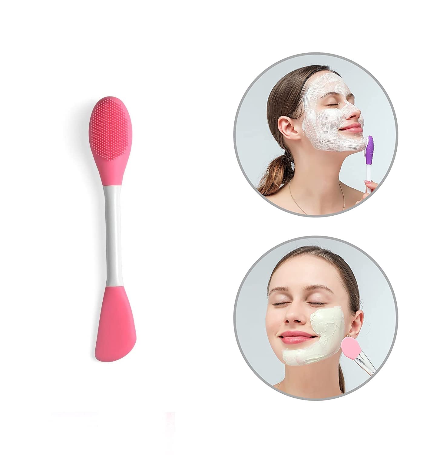 Sei Regina Silicone Face Mask Applicator - Double-Ended Makeup Brush for Mud, Clay & Charcoal Masks | Soft Beauty Tool for Cream & Lotion Application | Perfect for Spa, Skincare Routine & At-Home Facial Treatments