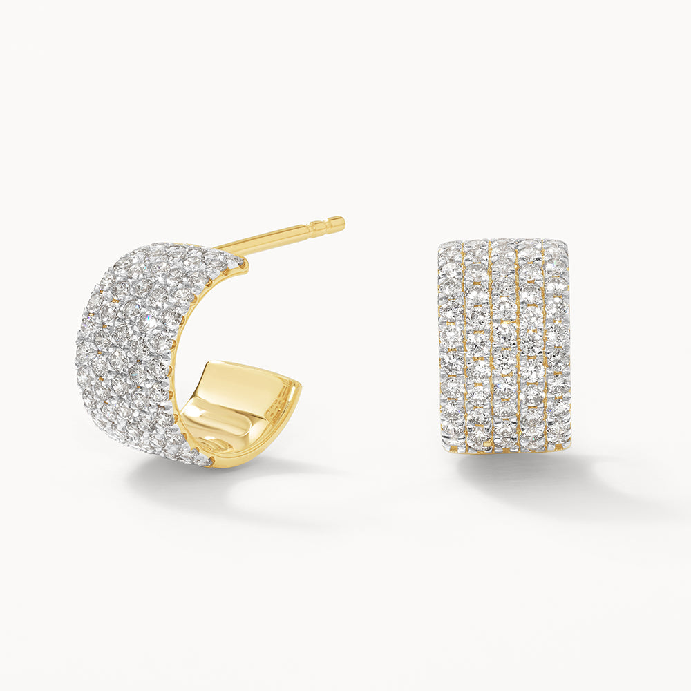 10k Gold Diamond Pave Huggie Hoop Earrings for Women - Perfect for Everyday Wear, Parties & Special Occasions
