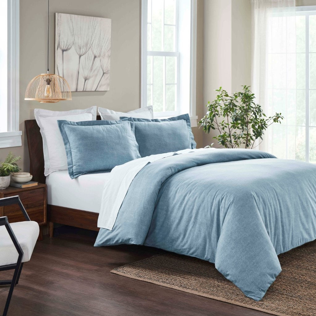 Soft & Cozy Melange Flannel Cotton Two-Tone Brushed Duvet Cover Set - King Size Bedding for Winter Warmth & Comfort