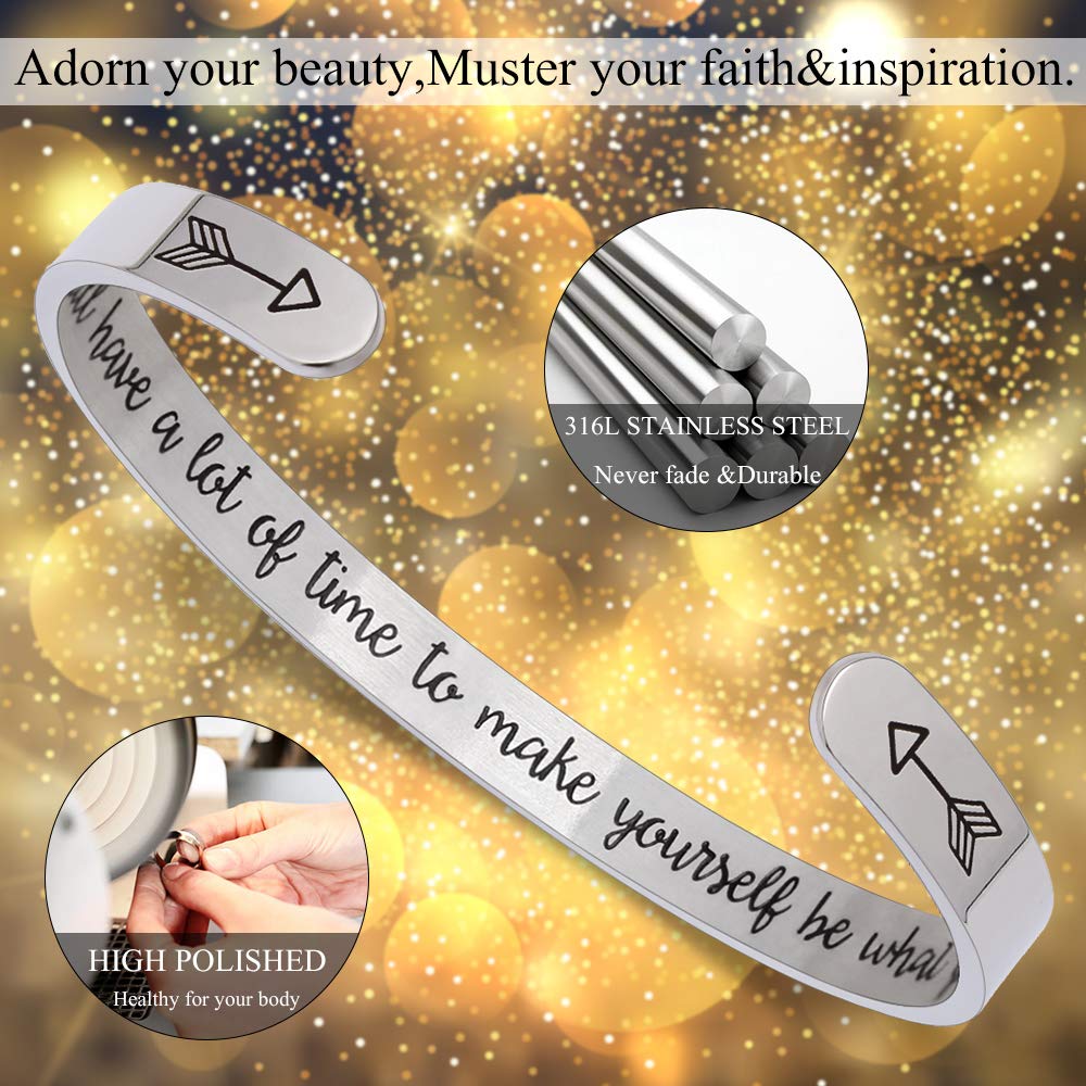Inspirational Cuff Bracelet for Women - Birthday Gift for Mom & Friends - Motivational Jewelry for Daily Wear