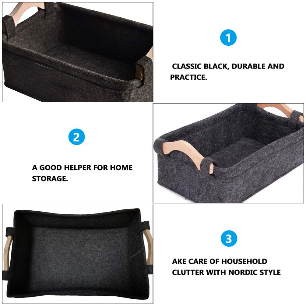 Hemoton Felt Storage Cube - Modern Desktop Organizer for Office, Baby Toys & Magazine Storage | Wooden Drawer & Table Organizer Basket for Home & Office Use