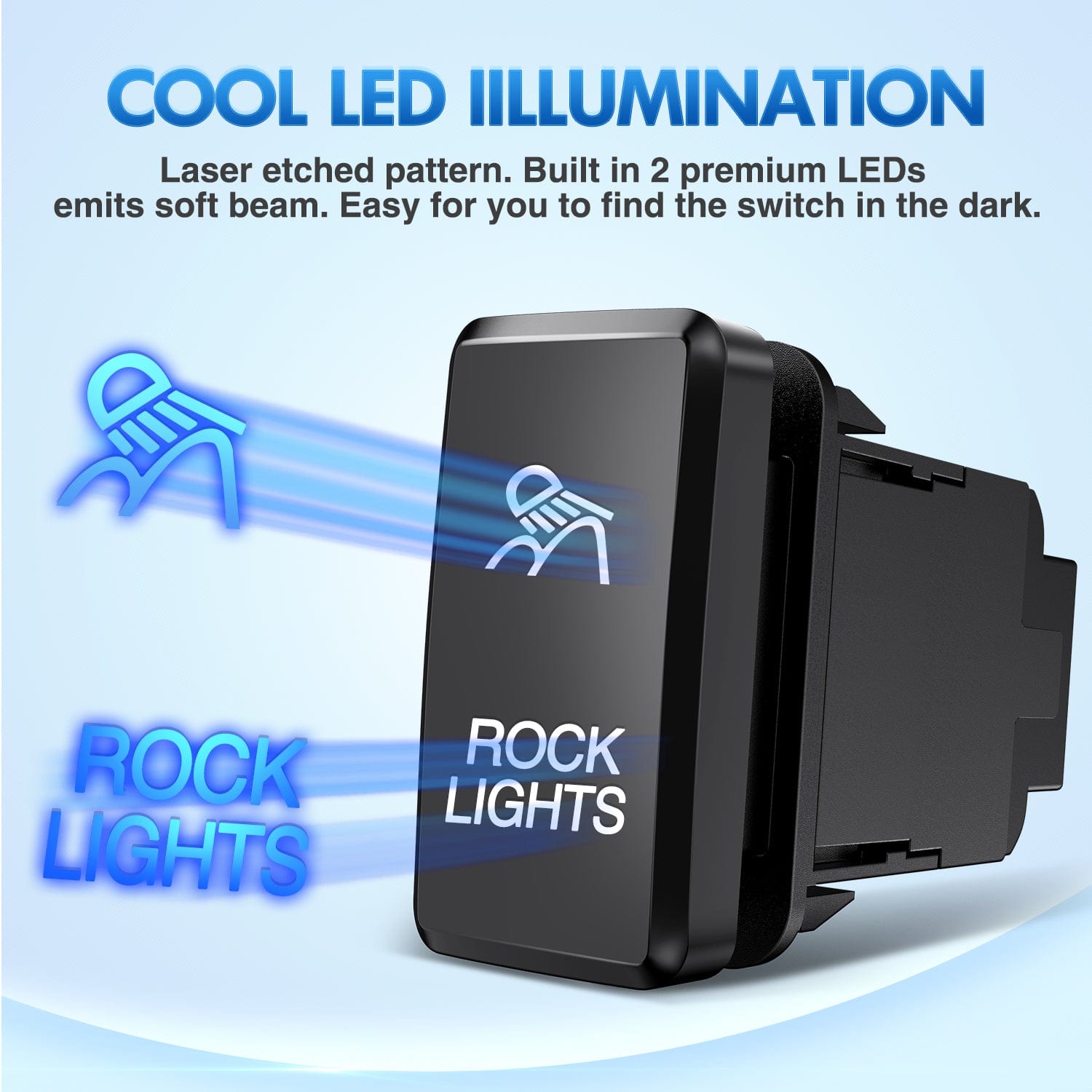 Toyota Rocker Lights Push Button Switch 12V ON Off Switch with Connector Wire Kit - Waterproof LED Light Bar Switch for Off-Road Trucks, ATVs, Boats & Marine Applications