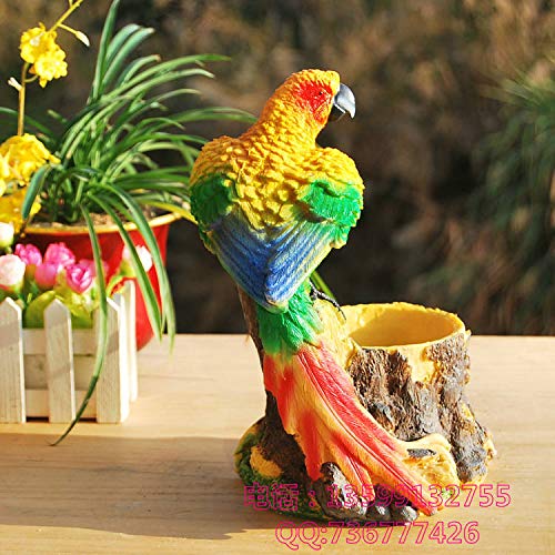 ZAMTAC Mini Resin Flower Pot - European Garden Decor for Succulents & Plants, Cute Parrot Design, Photography Props - Perfect for Home, Office, and Wedding Decorations