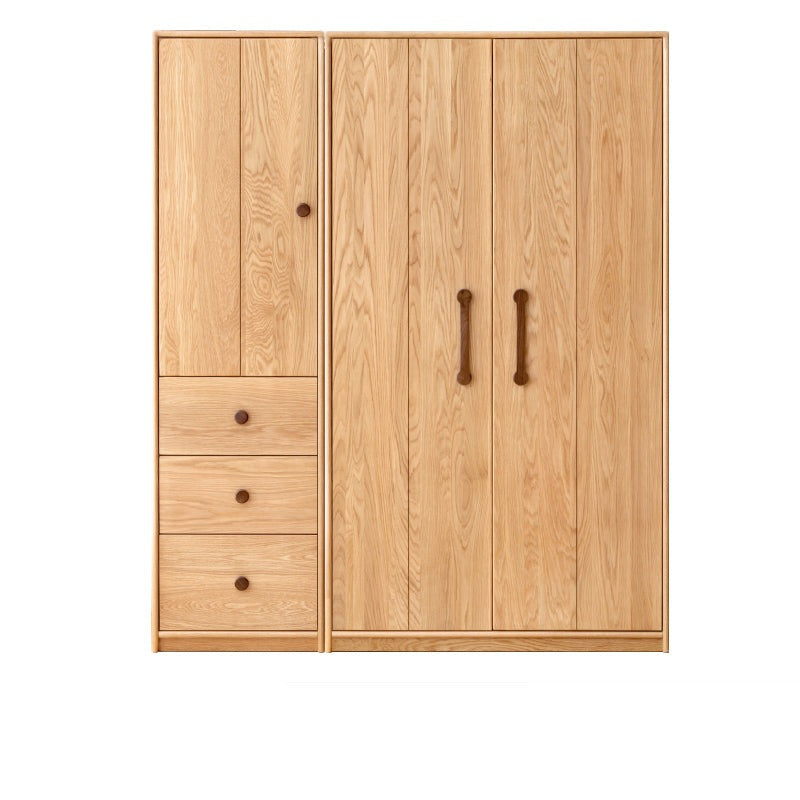Premium Oak Solid Wood Kids Wardrobe - Multi-Functional Storage Organizer for Clothes, Toys & Books - Perfect for Bedroom, Nursery & Playroom Organization