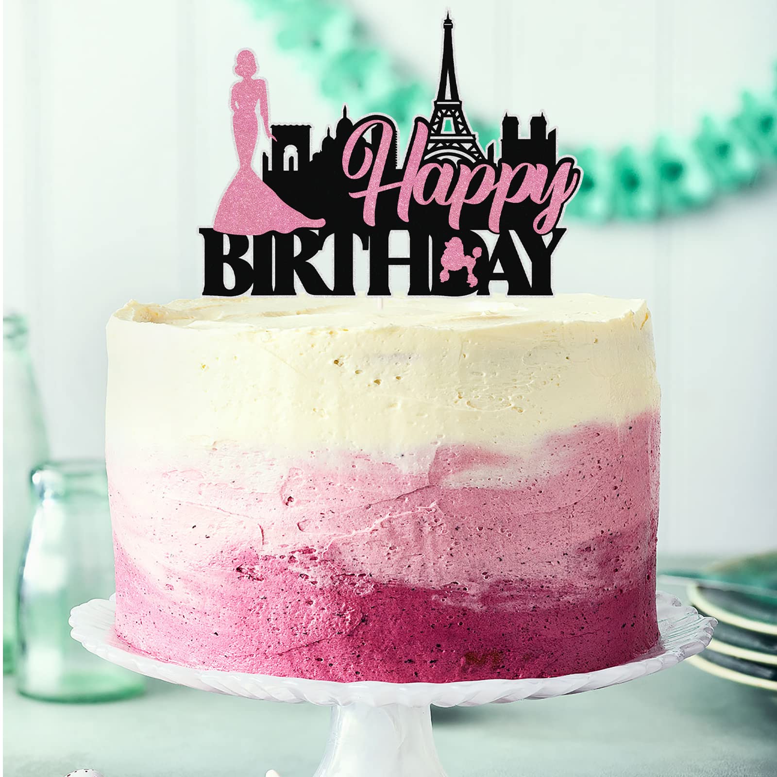 Sparkling Pink Glitter Eiffel Tower Cake Topper - Paris Theme Birthday Decor for Girls, Women & Kids - Perfect for Parisian Birthday Parties, Bridal Showers & Themed Celebrations